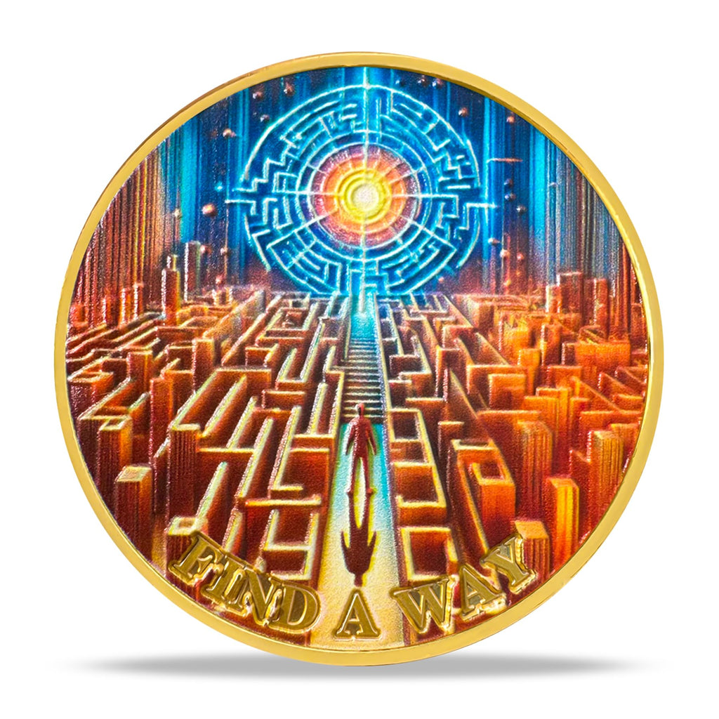 Encouragement to Find A Way in The Chaos of Life Labyrinth Light Motivational Challenge Coins mysite
