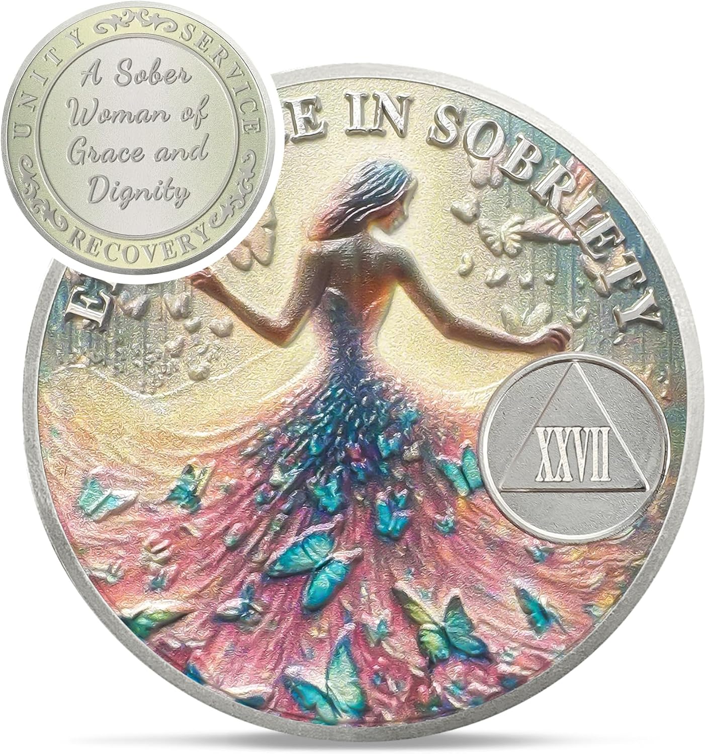 Personalized Celebrate Narcotics Alcoholics Sister Power Addiction Artsy Grace Women Sobriety Coin mysite