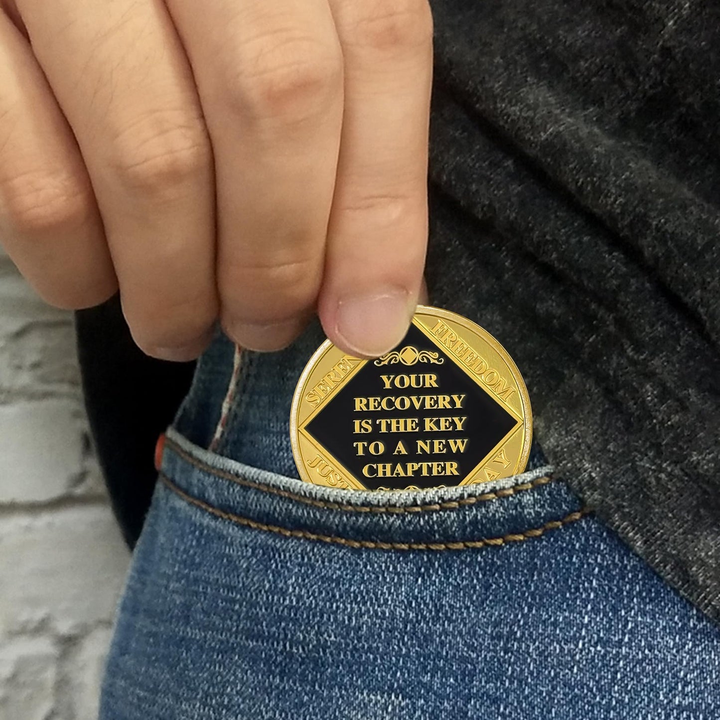 The Key to A New Chapter AA Sobriety Coin mysite
