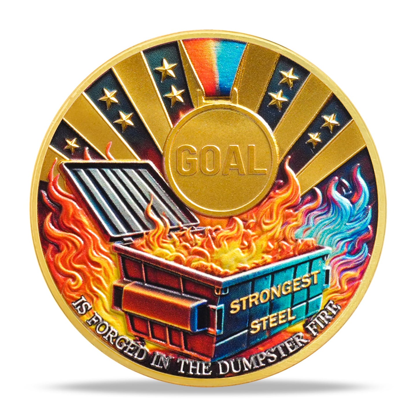 Stay Calm in Chaos Motivational Dumpster Fire Challenge Coin mysite