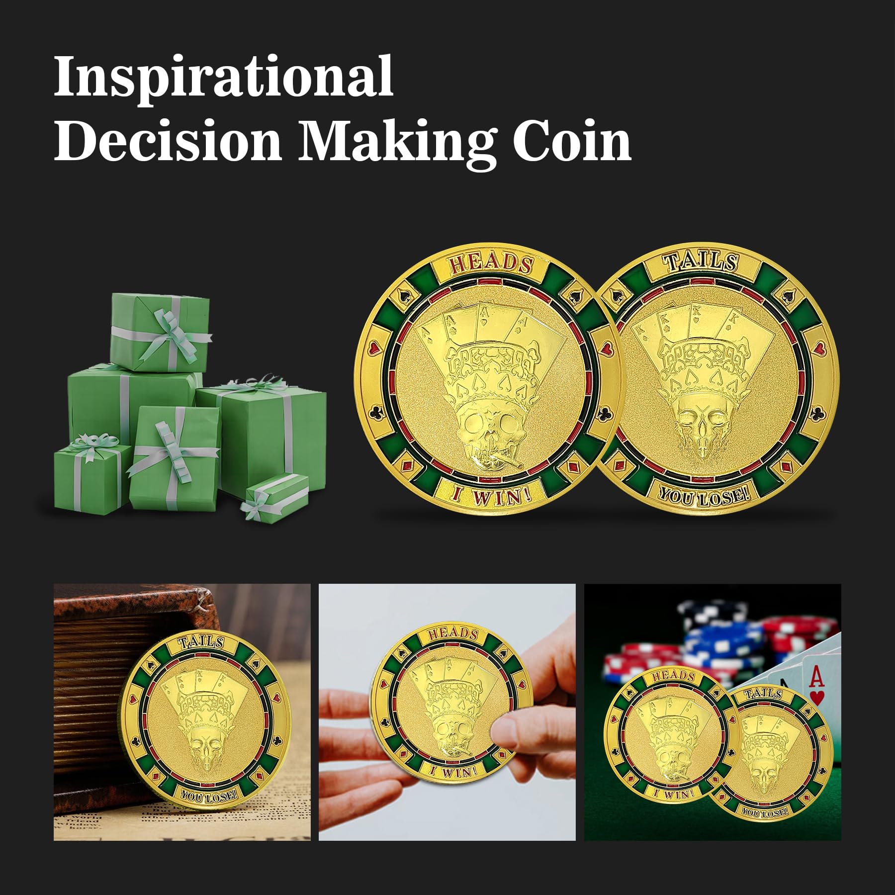 Heads Or Tails Poker Skull Good Luck Decision Challenge Coin mysite