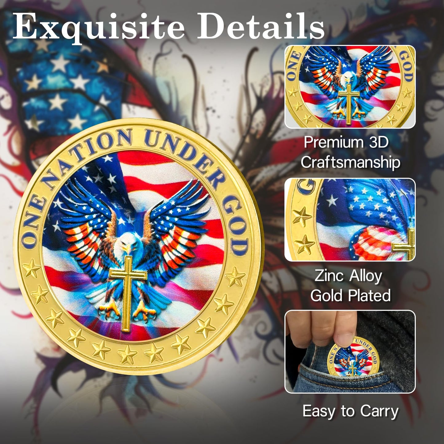 Veteran Faith Christian God Bless The USA Military  Challenge Coins mysite