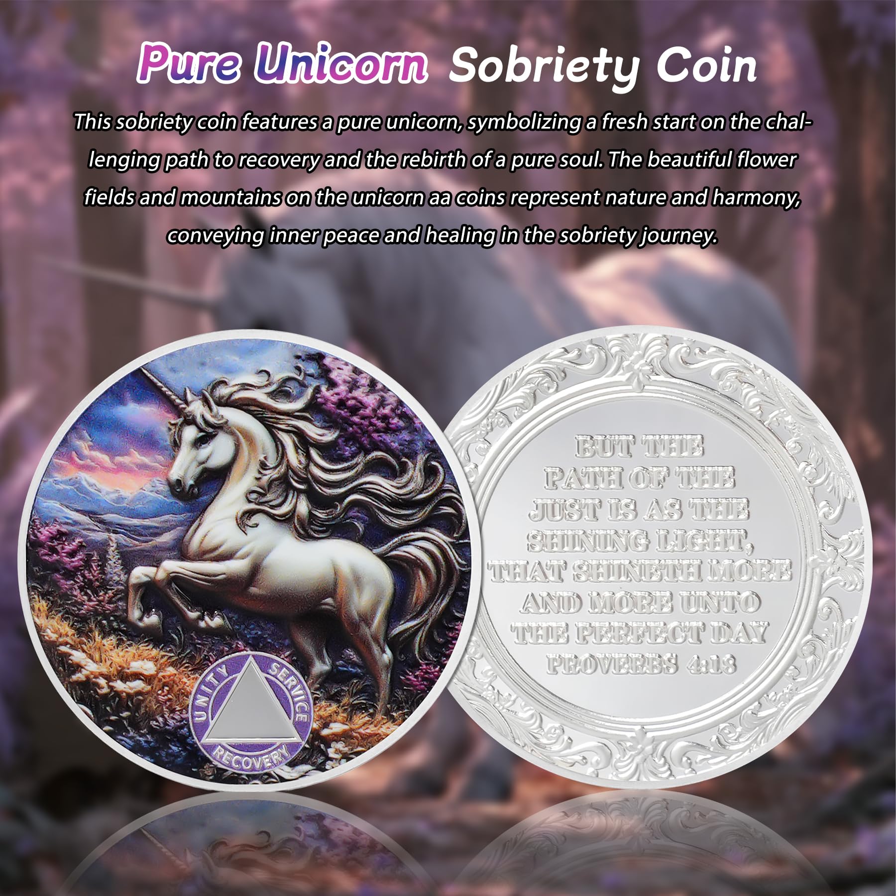 Personalized Pure Unicorn Religious Sobriety Coin mysite