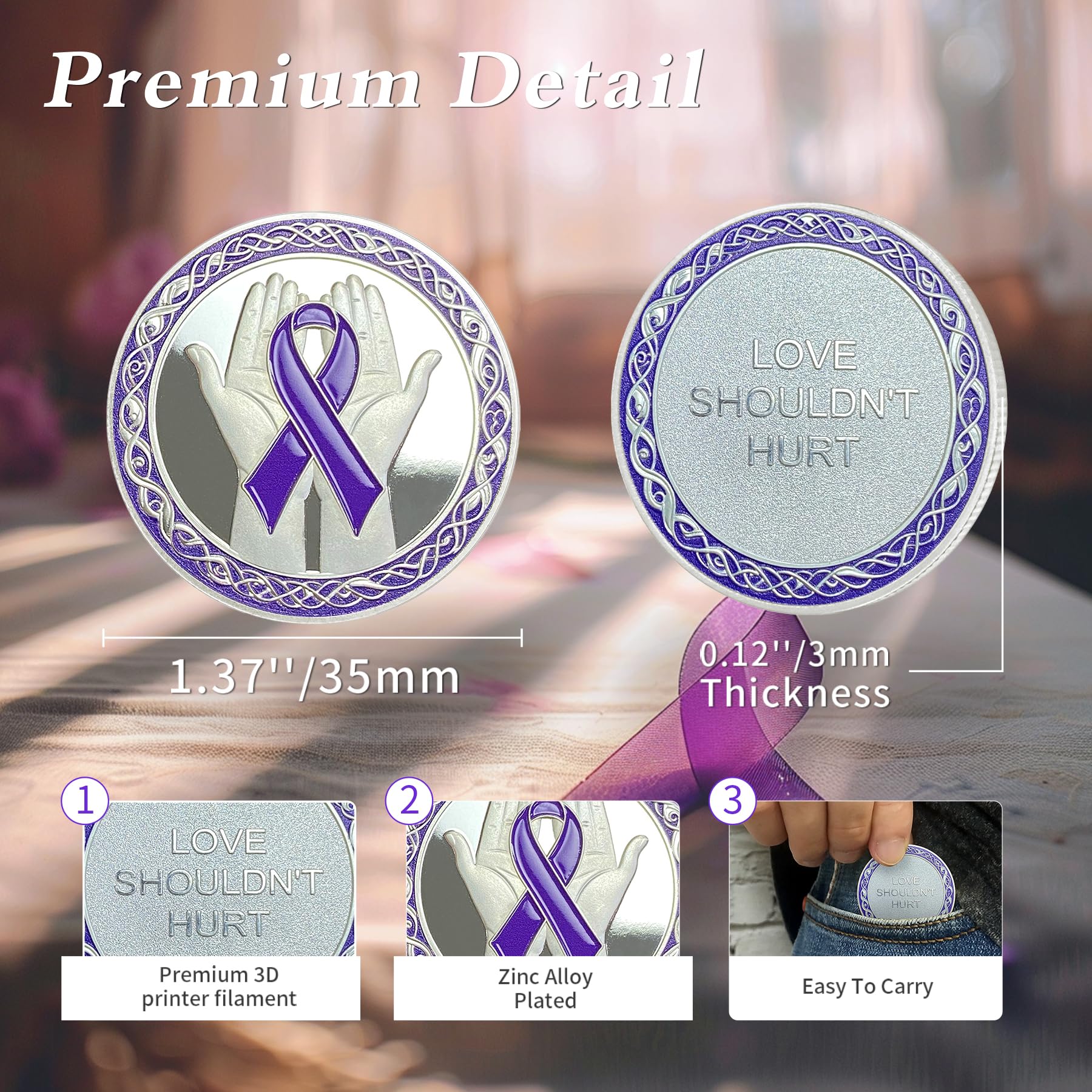 Original Purple Ribbon Domestic Violence Awareness Coin mysite