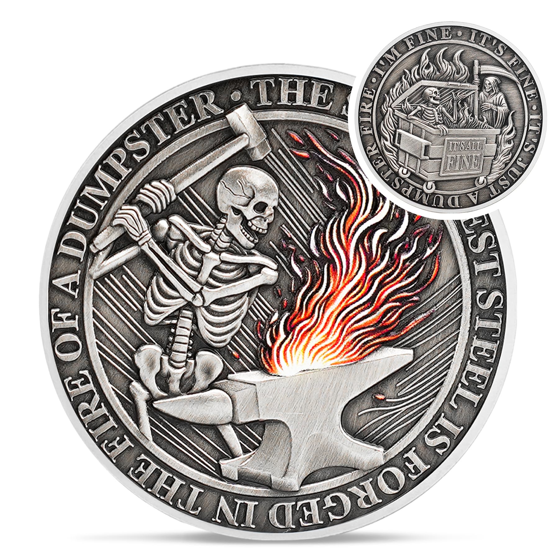 The Strongest Steel Skull Dumpster Fire Challenge Coin mysite