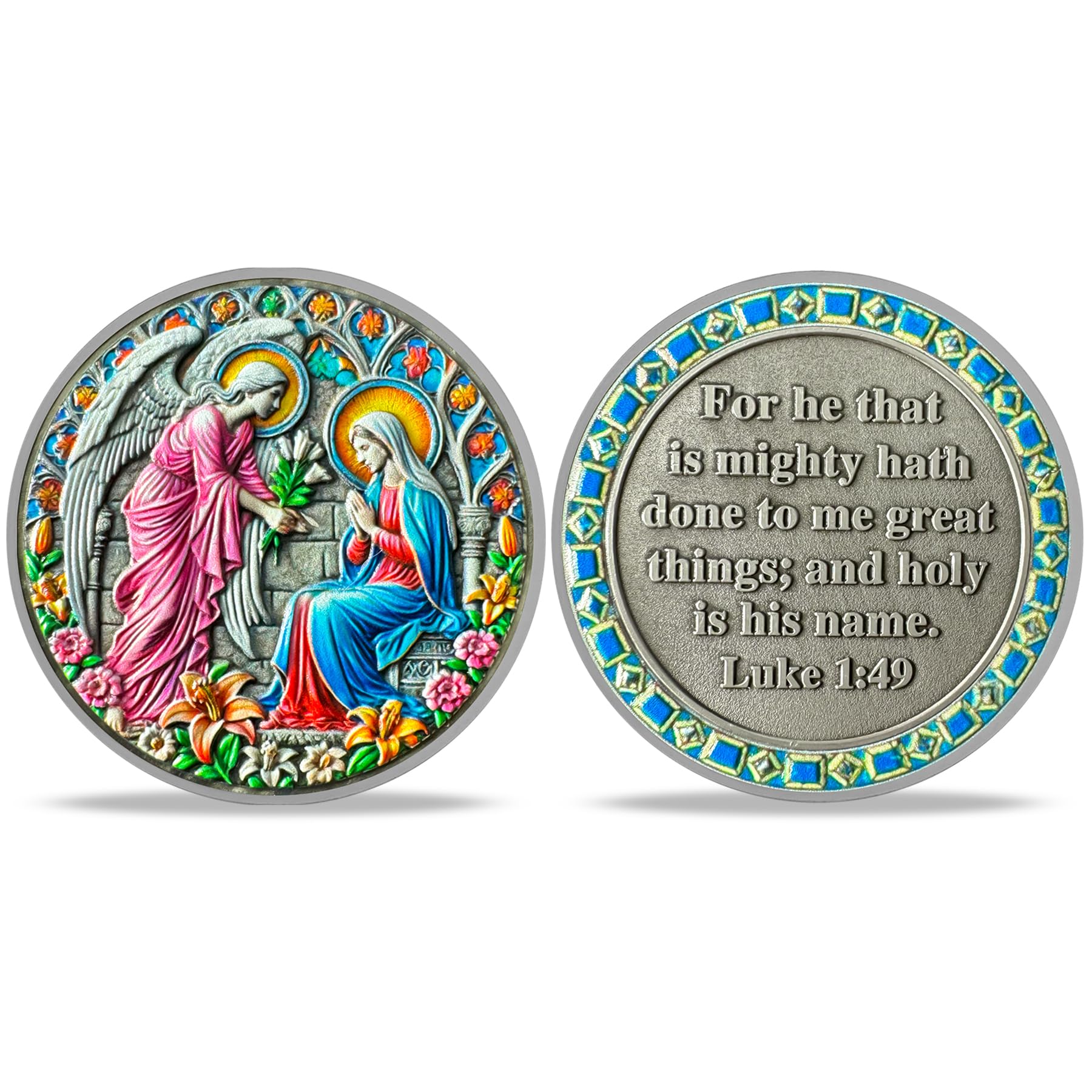 Inspirational Angel and Virgin Mary Annunciation Angel Religious Coin mysite