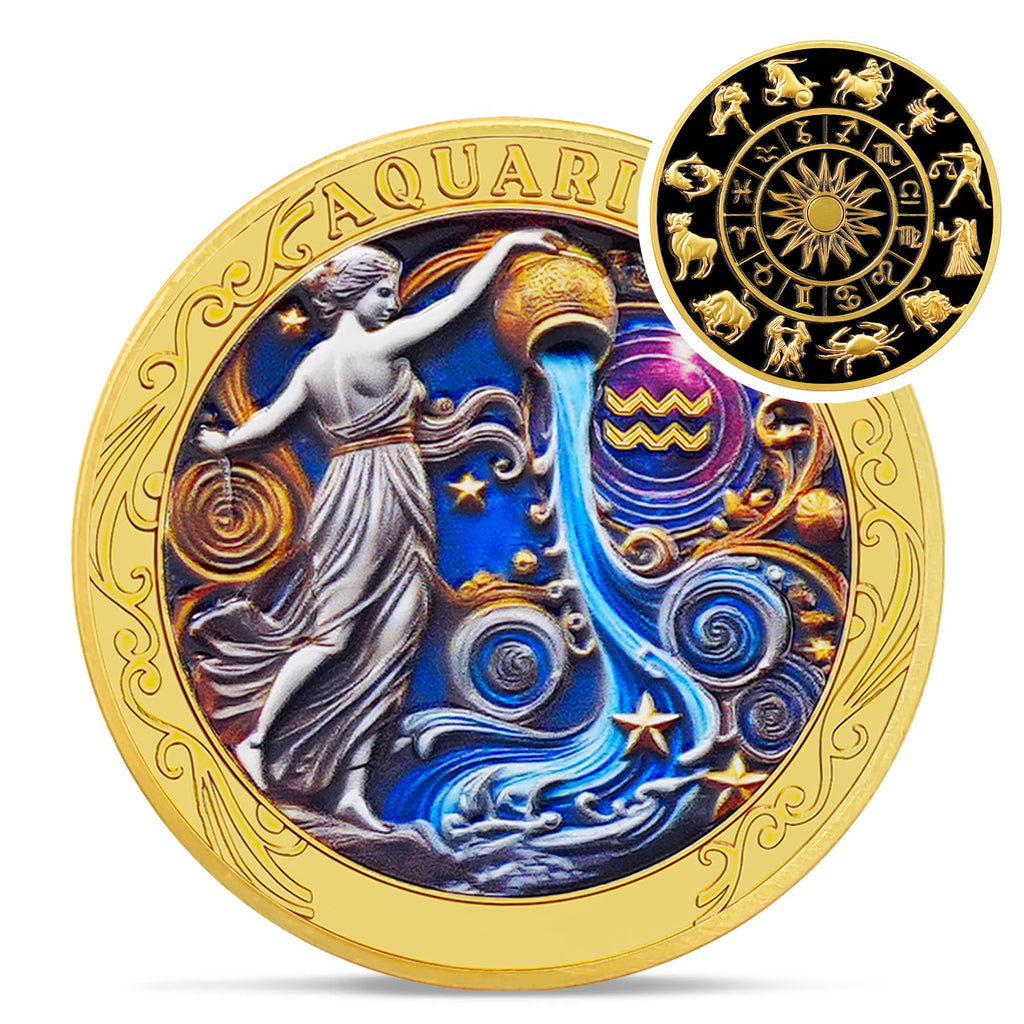 Aquarius 12 Zodiac Protective Talisman Challenge Coin mysite