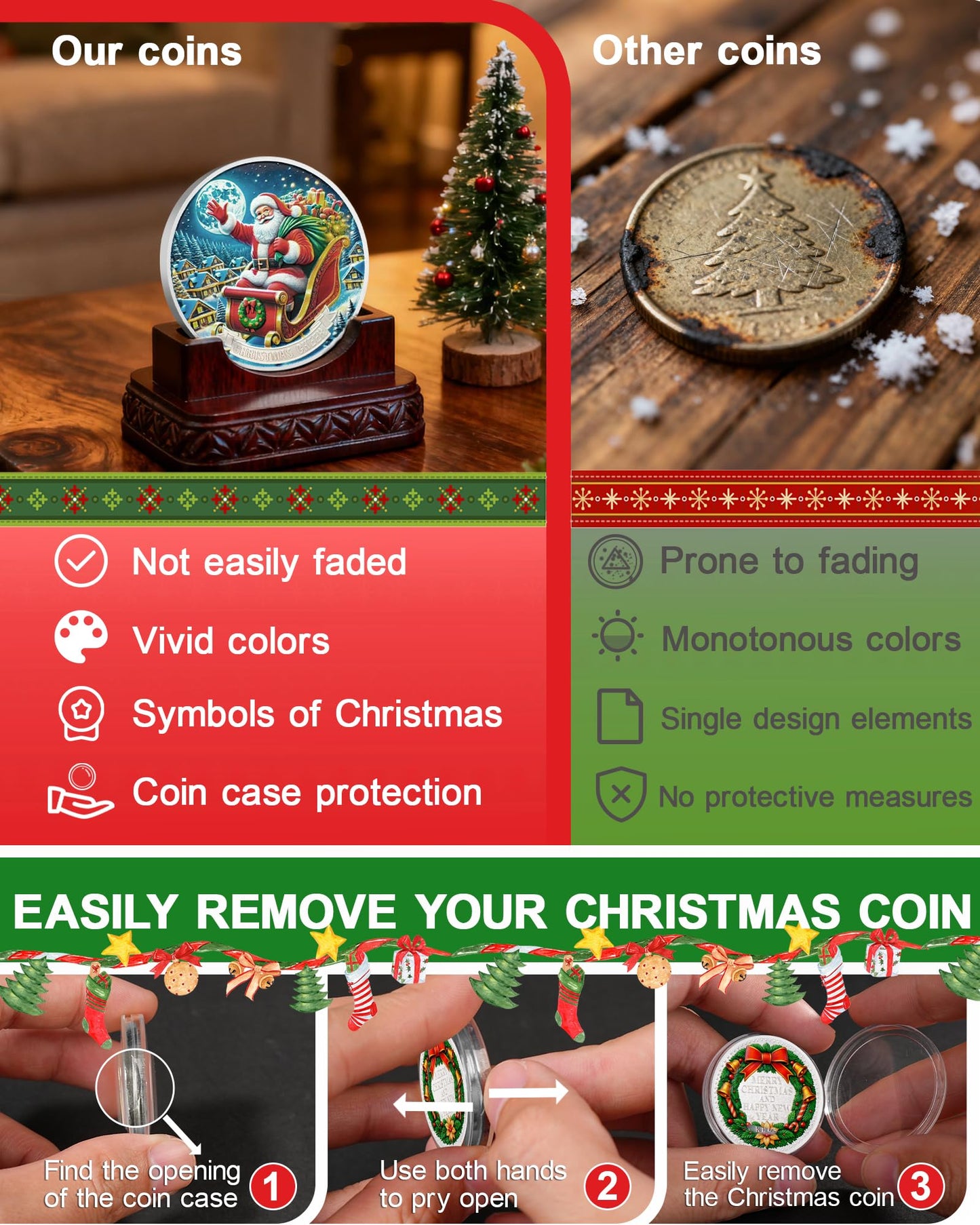 Santa Claus on Sleigh Christmas Coin mysite