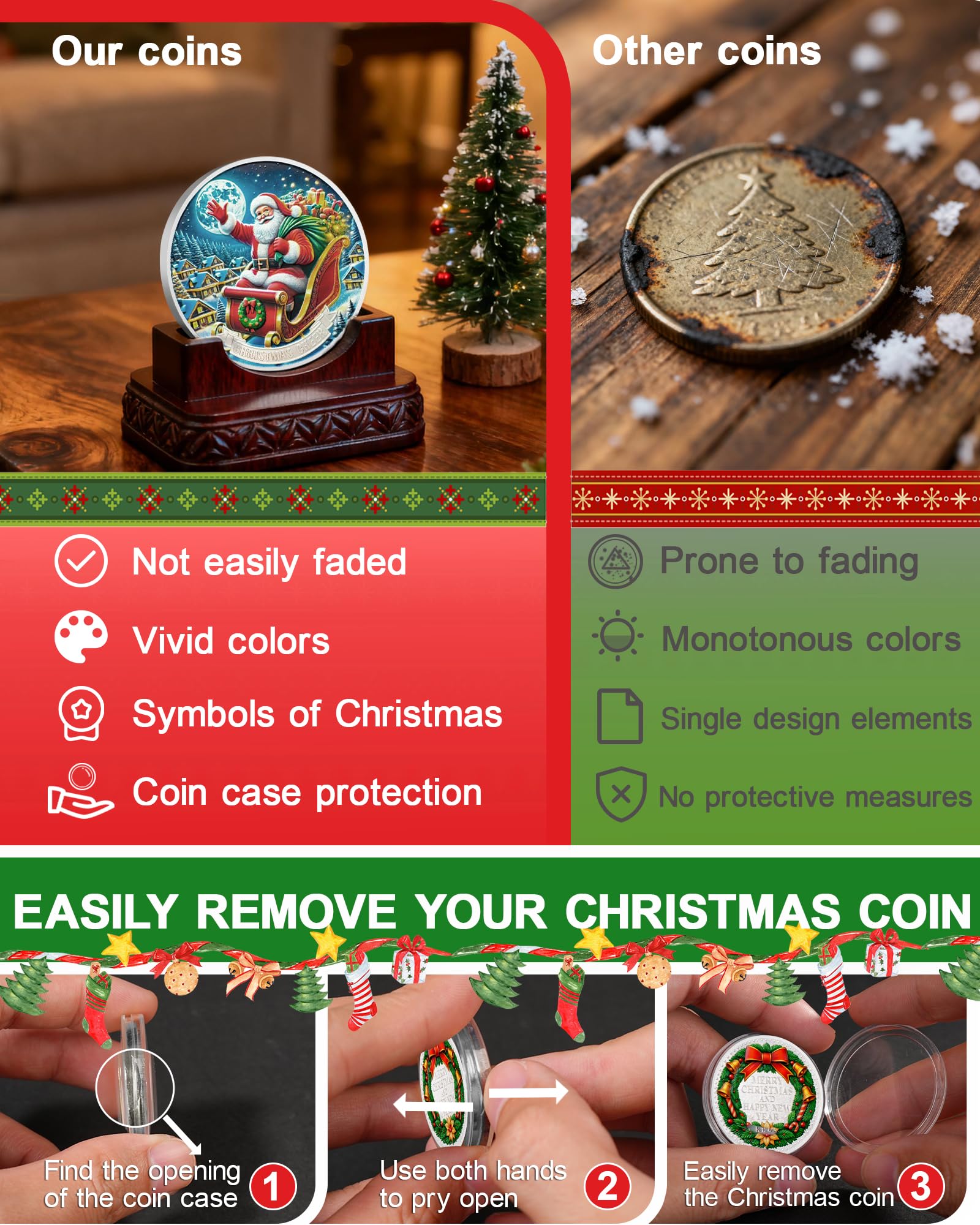 Santa Claus on Sleigh Christmas Coin mysite