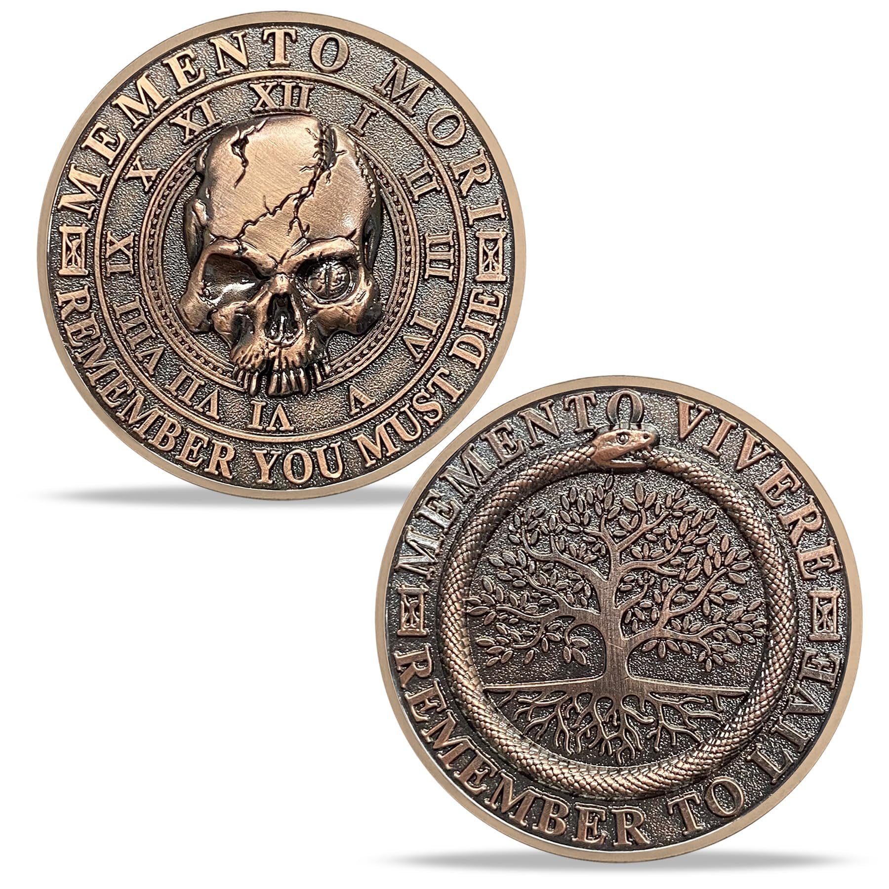 Tree of Life Skull Tempus Fugit Stoic Reminder Memento Mori Vivere Coin mysite