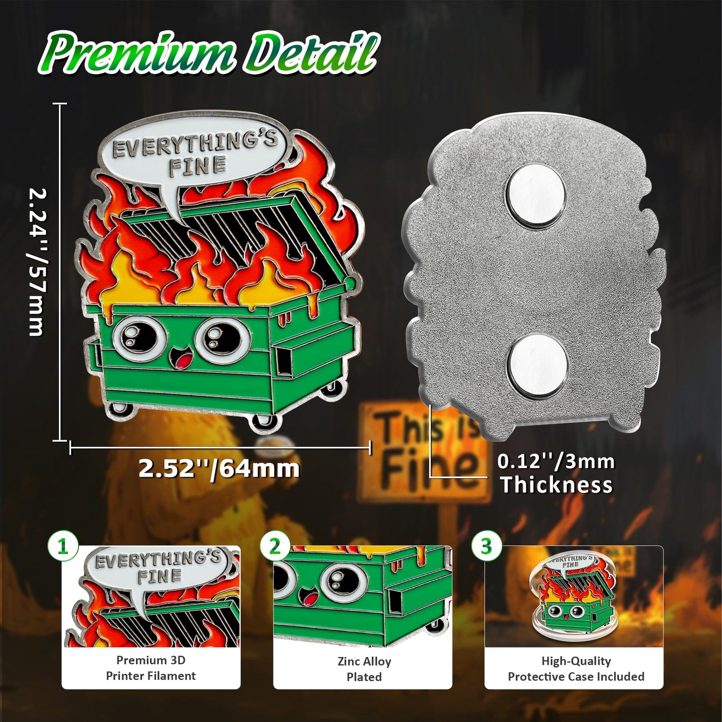 Everything's Fine Emotional Dumpster Fire Fridge Magnets mysite