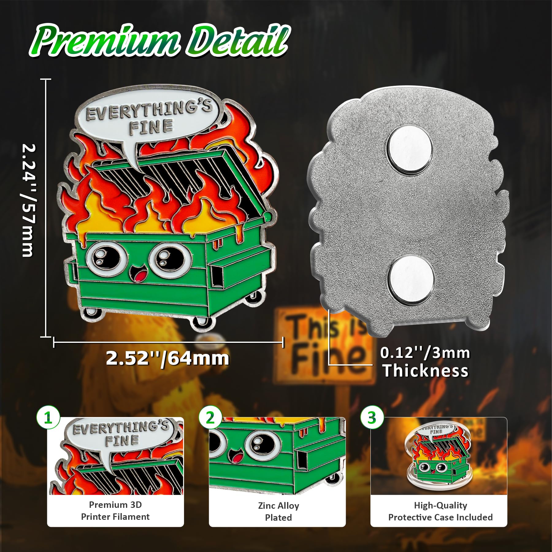 Everything's Fine Emotional Dumpster Fire Fridge Magnets mysite