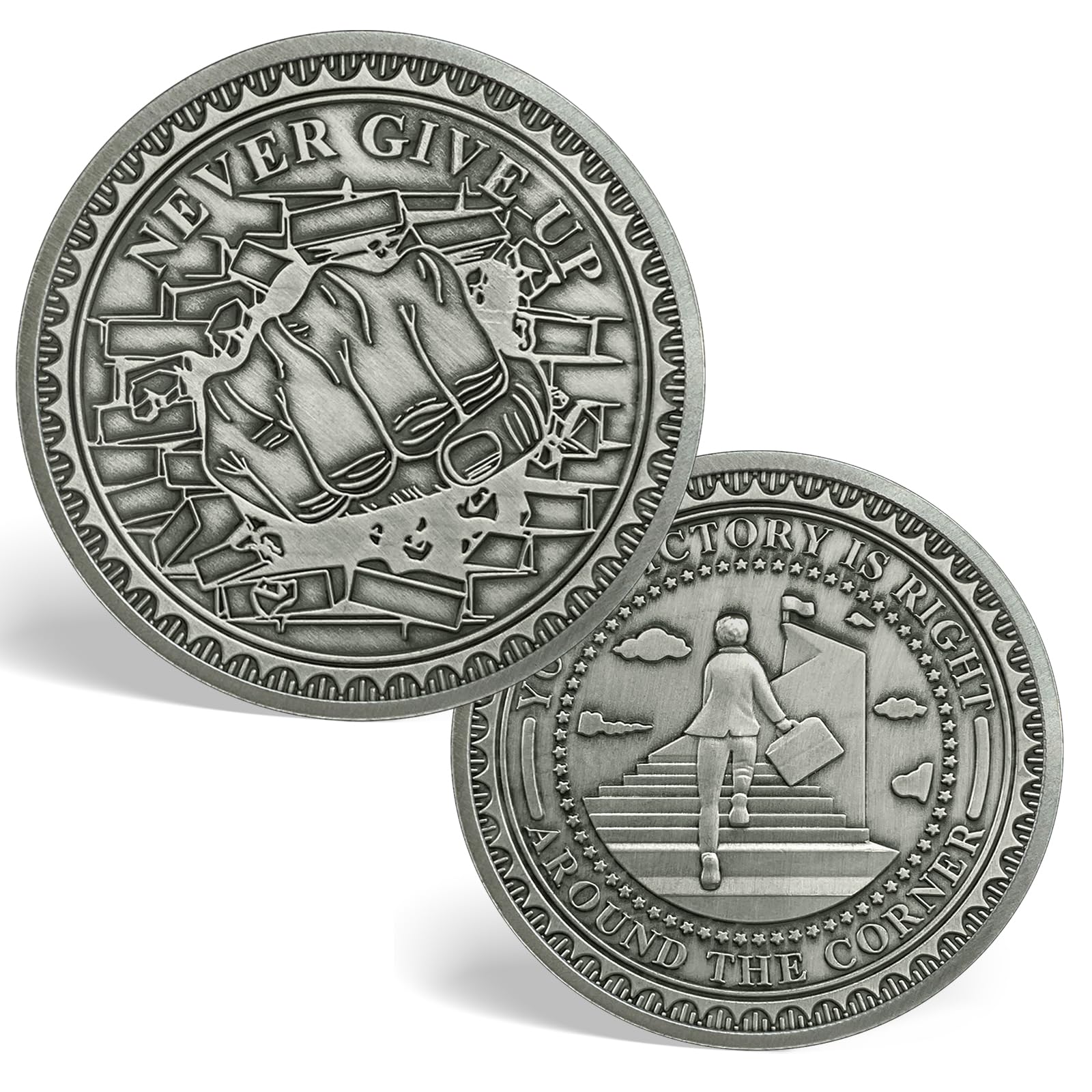 Inspirational Never Give Up Encouragement Challenge Coins mysite