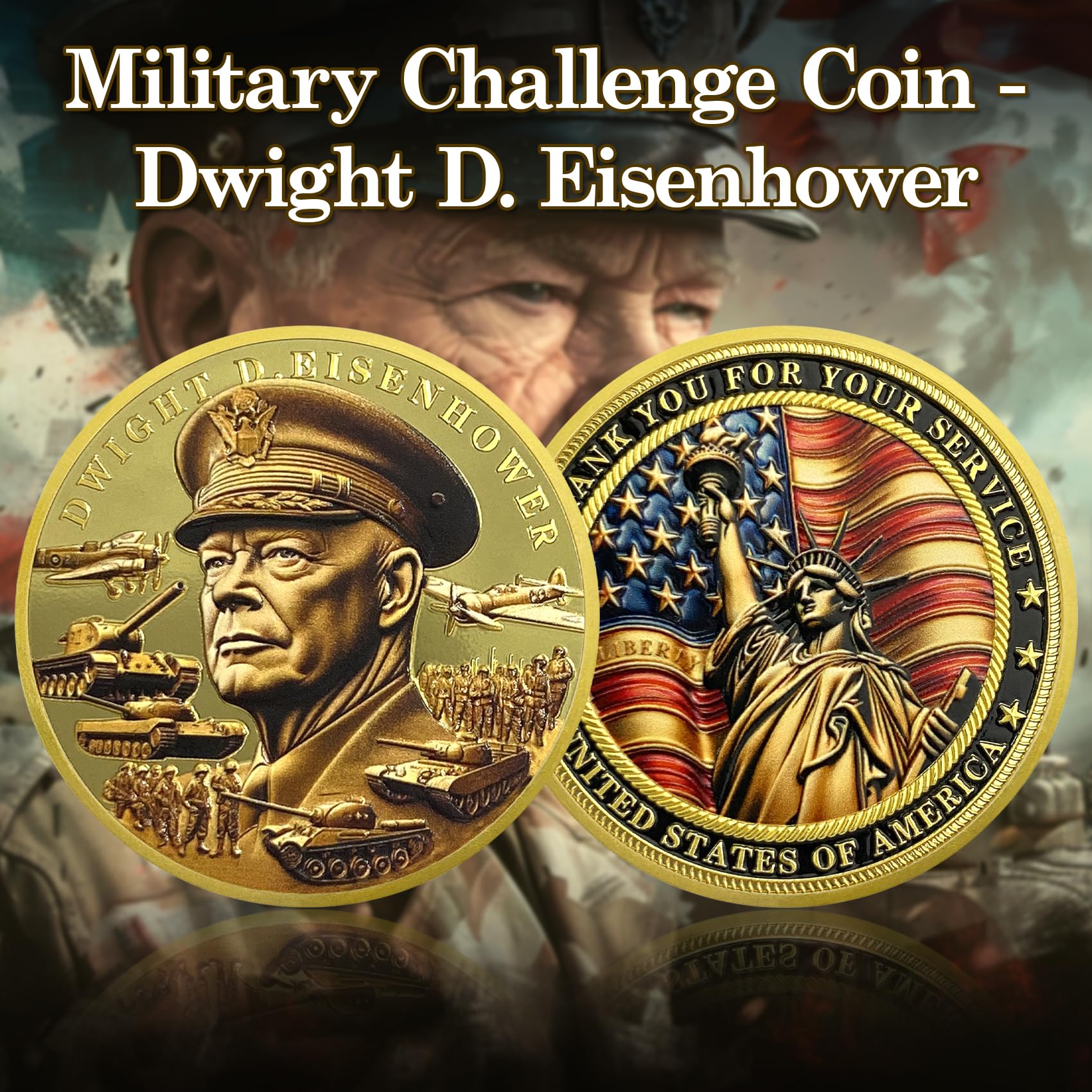Thank You for Your Service Veteran Military Challenge Coins(Dwight D. Eisenhower) mysite