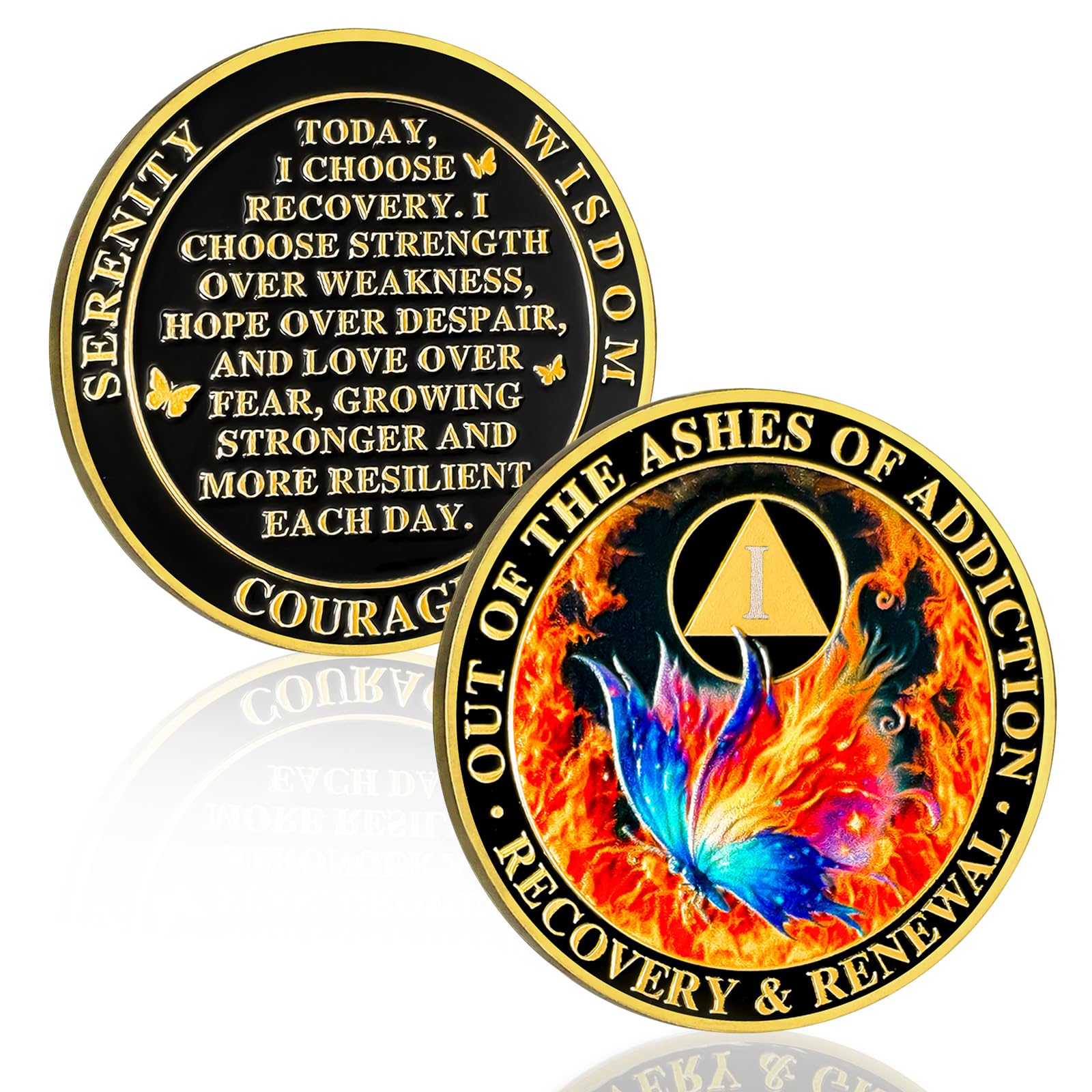 Personalized Butterfly in The Fire Sobriety Coin mysite