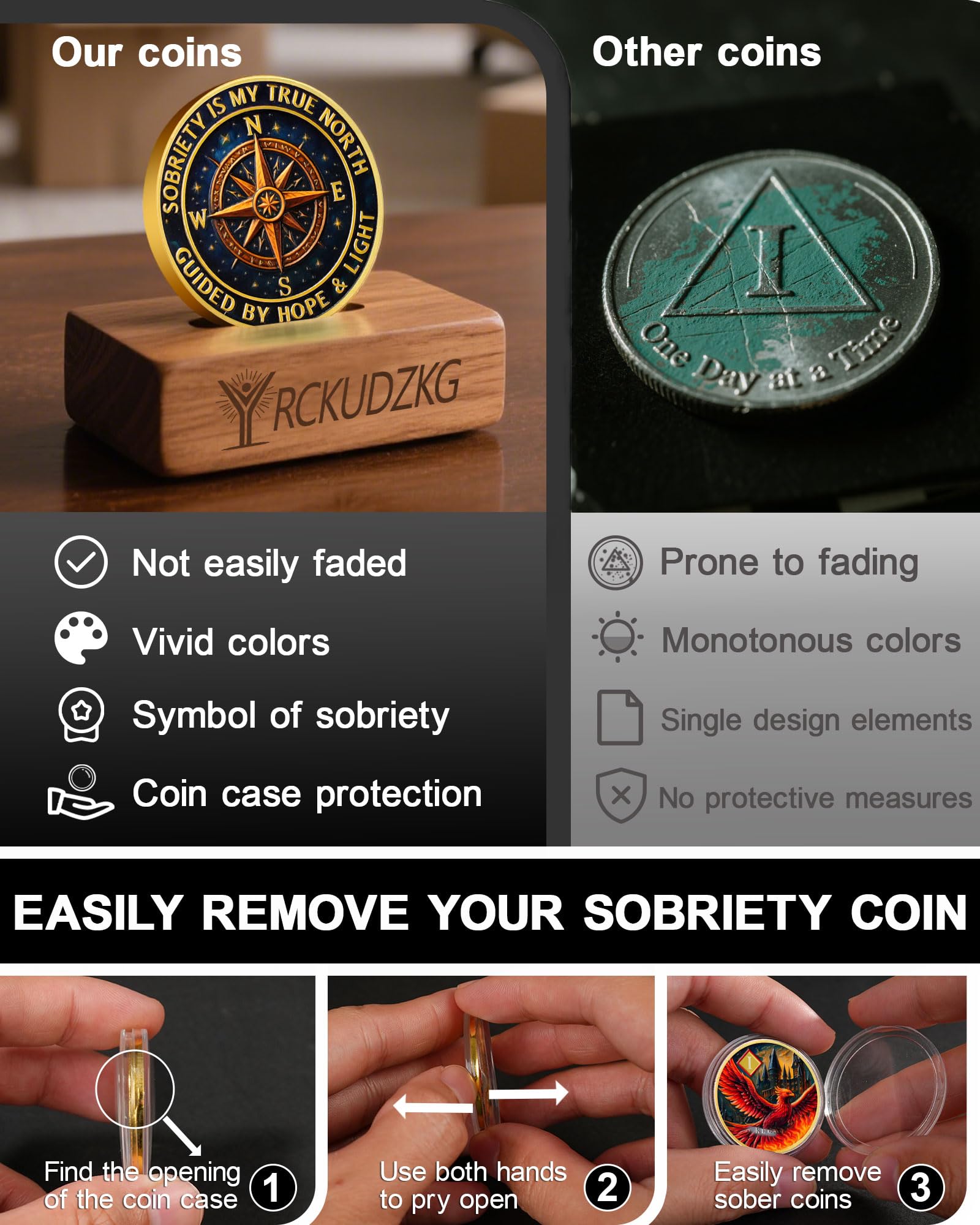 Personalized Rising Phoenix Compass to Guide The Way Sobriety Coin mysite