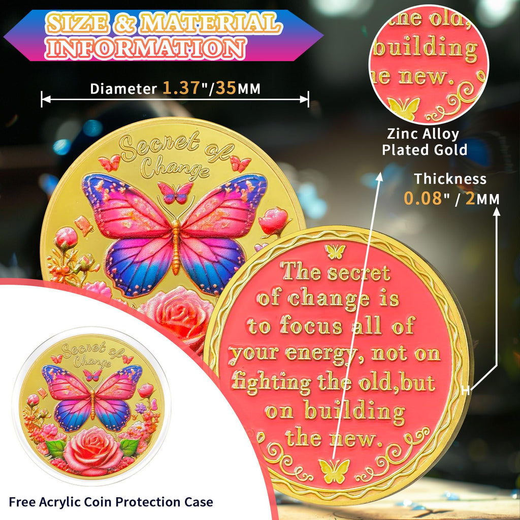 Exquisite Butterfly Secret of Change Sobriety Coin mysite