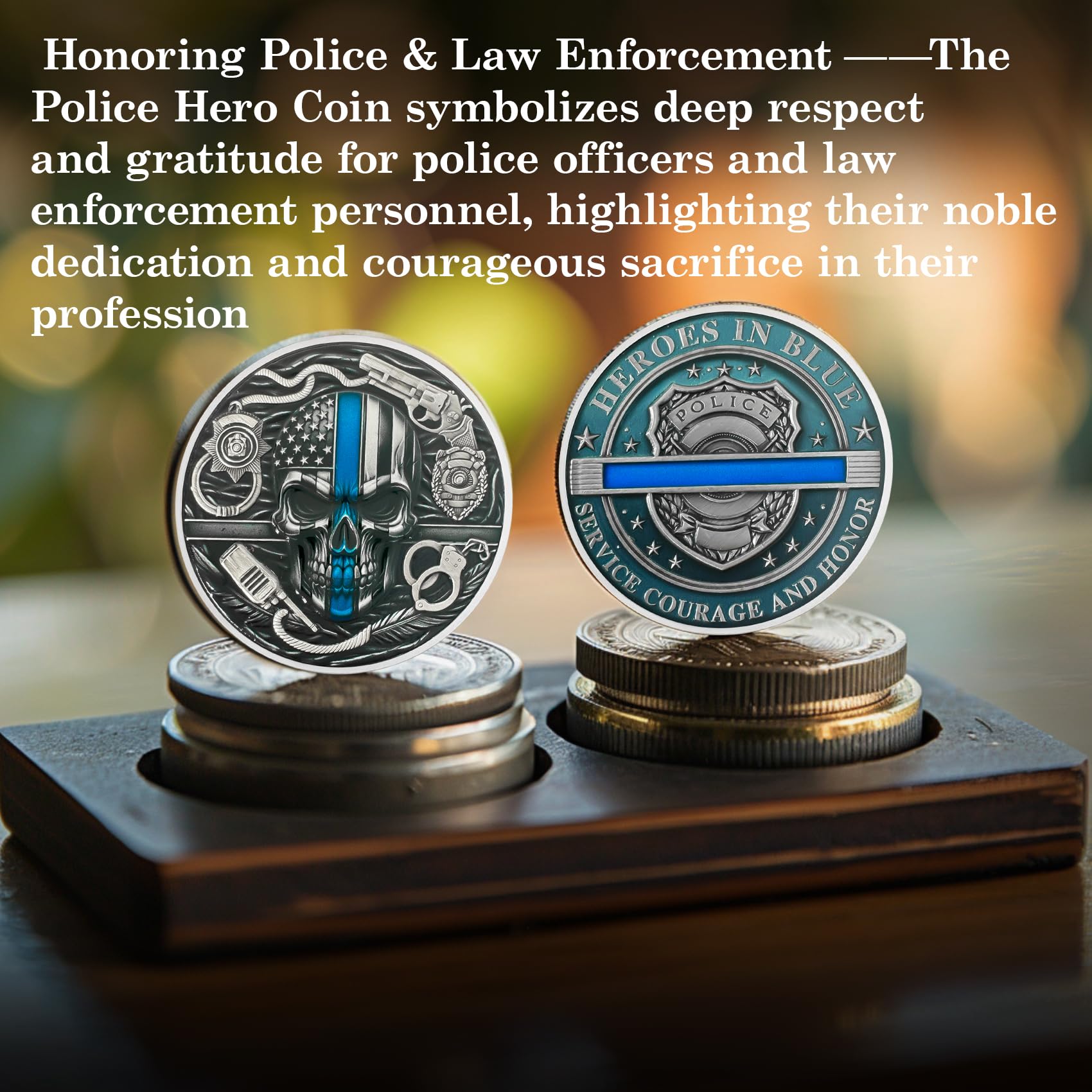 Thin Blue Line Skull Police Officers Prayer Coin mysite