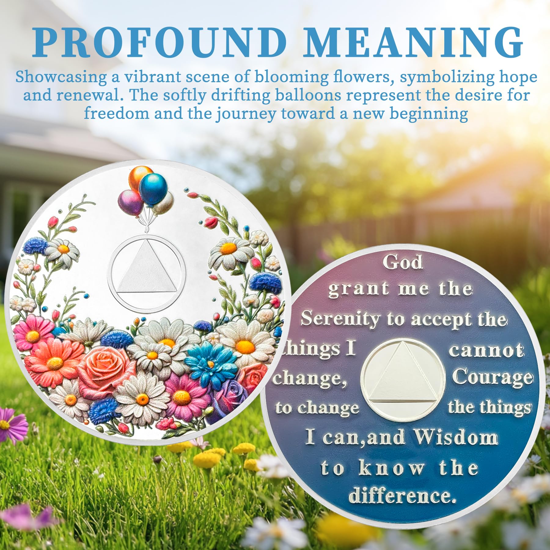 Colorful Floral Sobriety Coin mysite