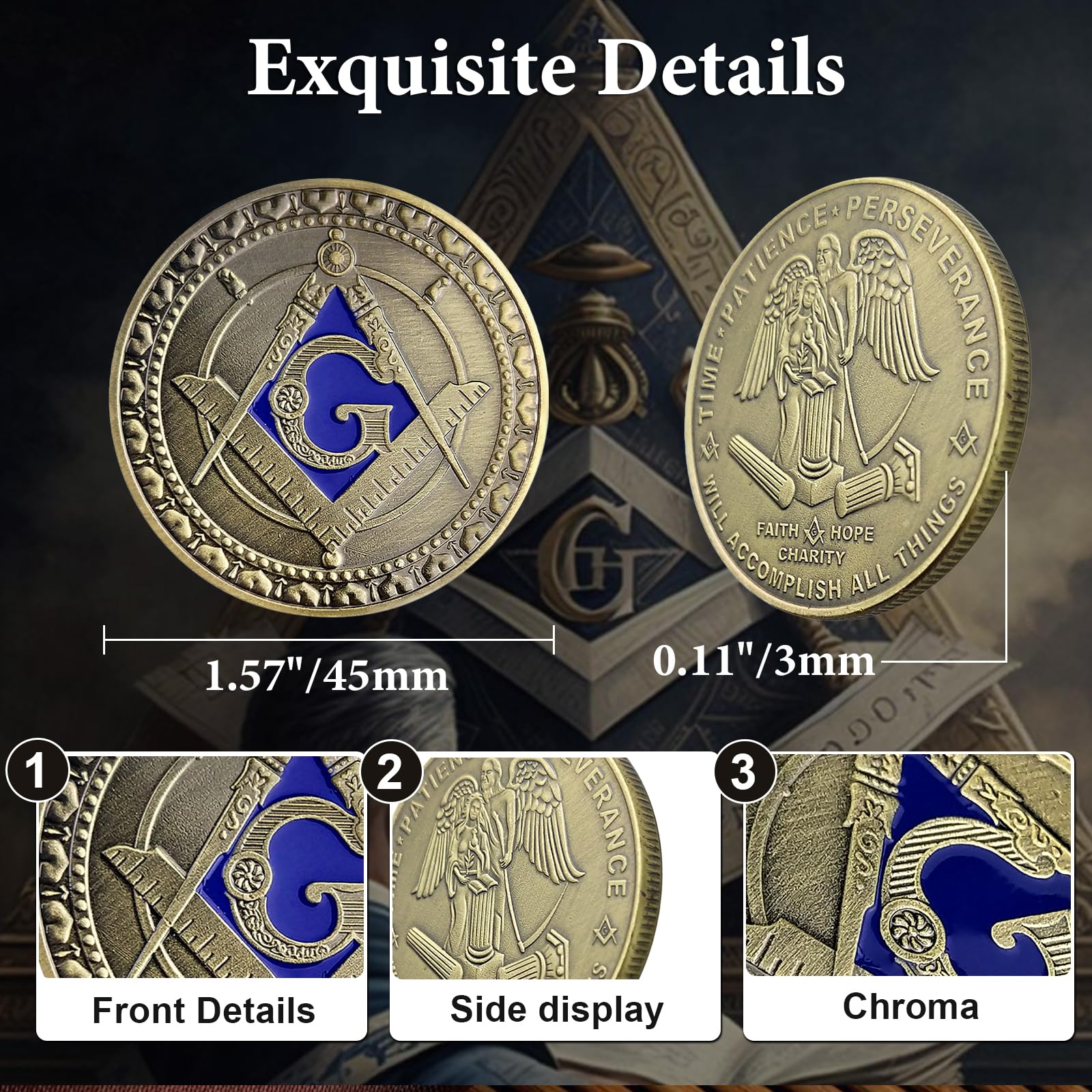Masonic Square & Compass Freemasons Angel Challenge Coin mysite