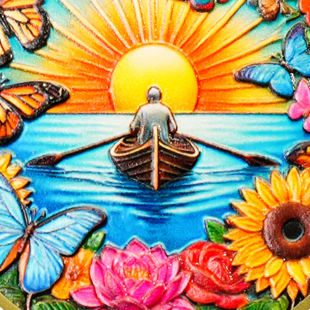 Flower Butterfly and Rising Sun Sobriety Coin mysite