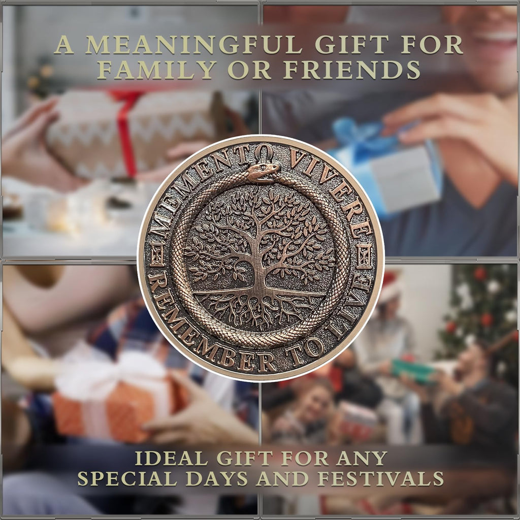 Tree of Life Skull Tempus Fugit Stoic Reminder Memento Mori Vivere Coin mysite