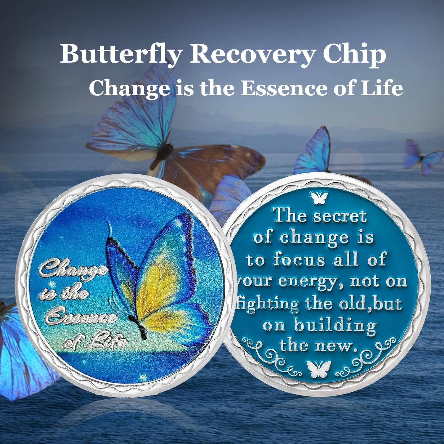Change is The Essence of Life Butterfly Sobriety Coin mysite