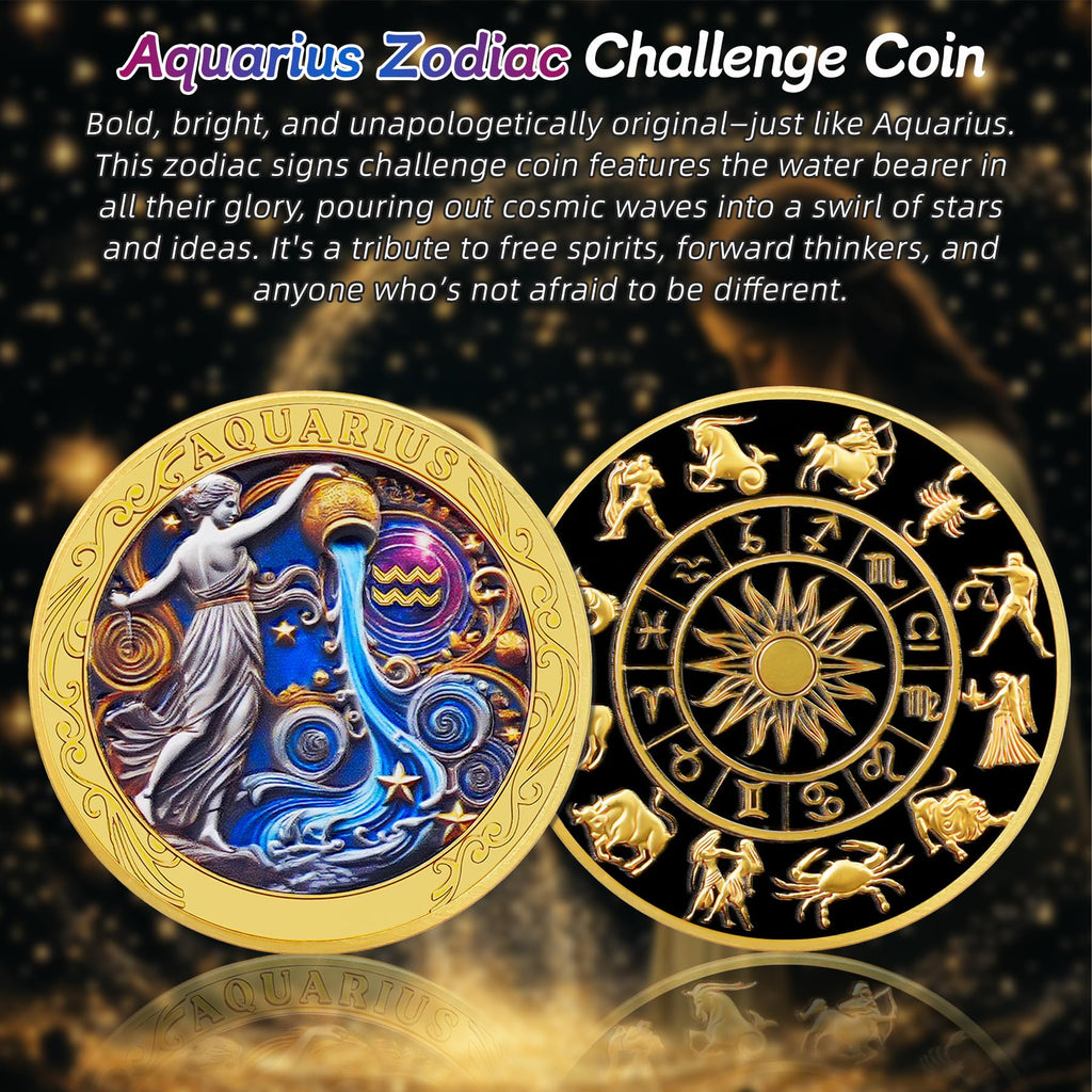 Aquarius 12 Zodiac Protective Talisman Challenge Coin mysite