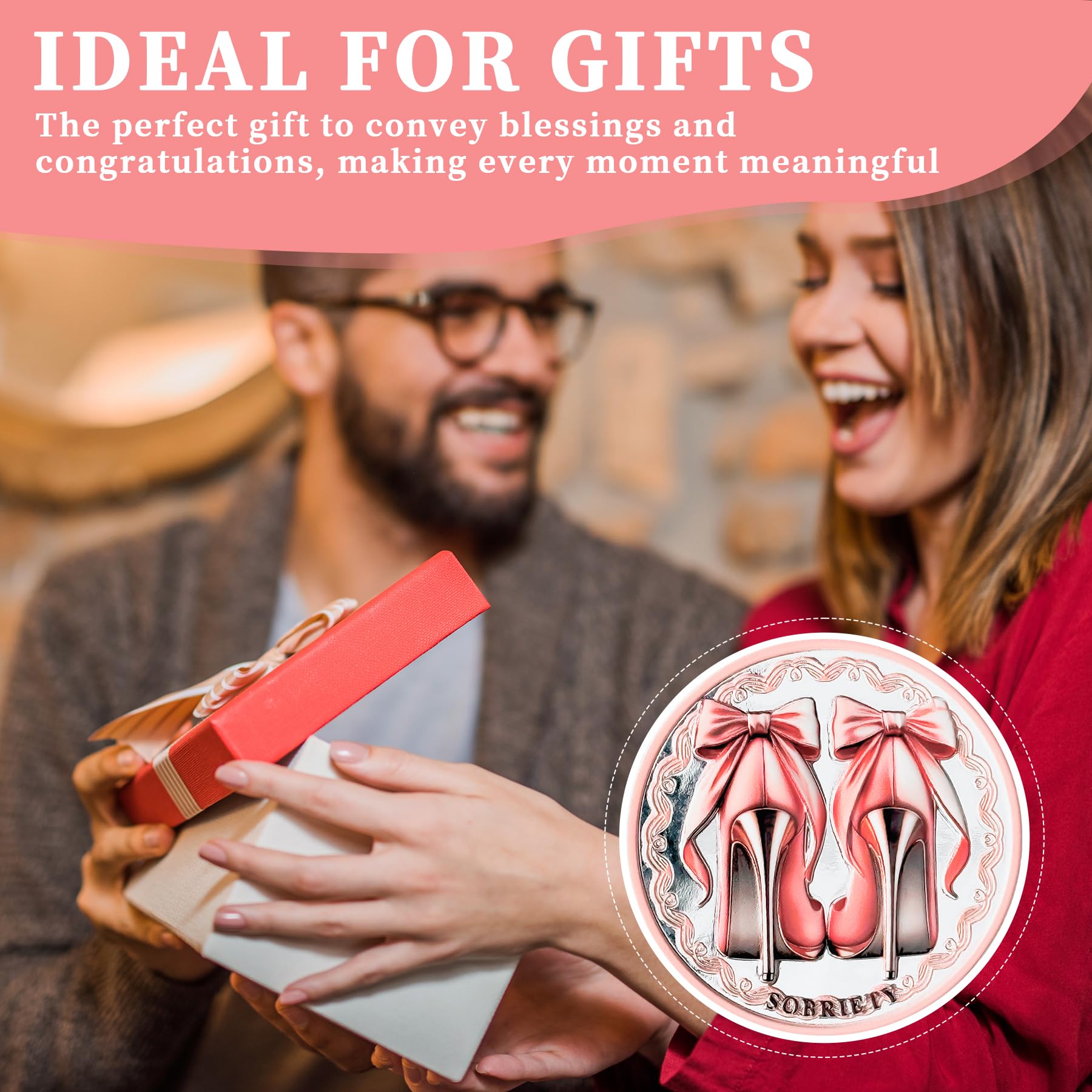 Bow Tie & High Heels Affirmation Sobriety Coin mysite