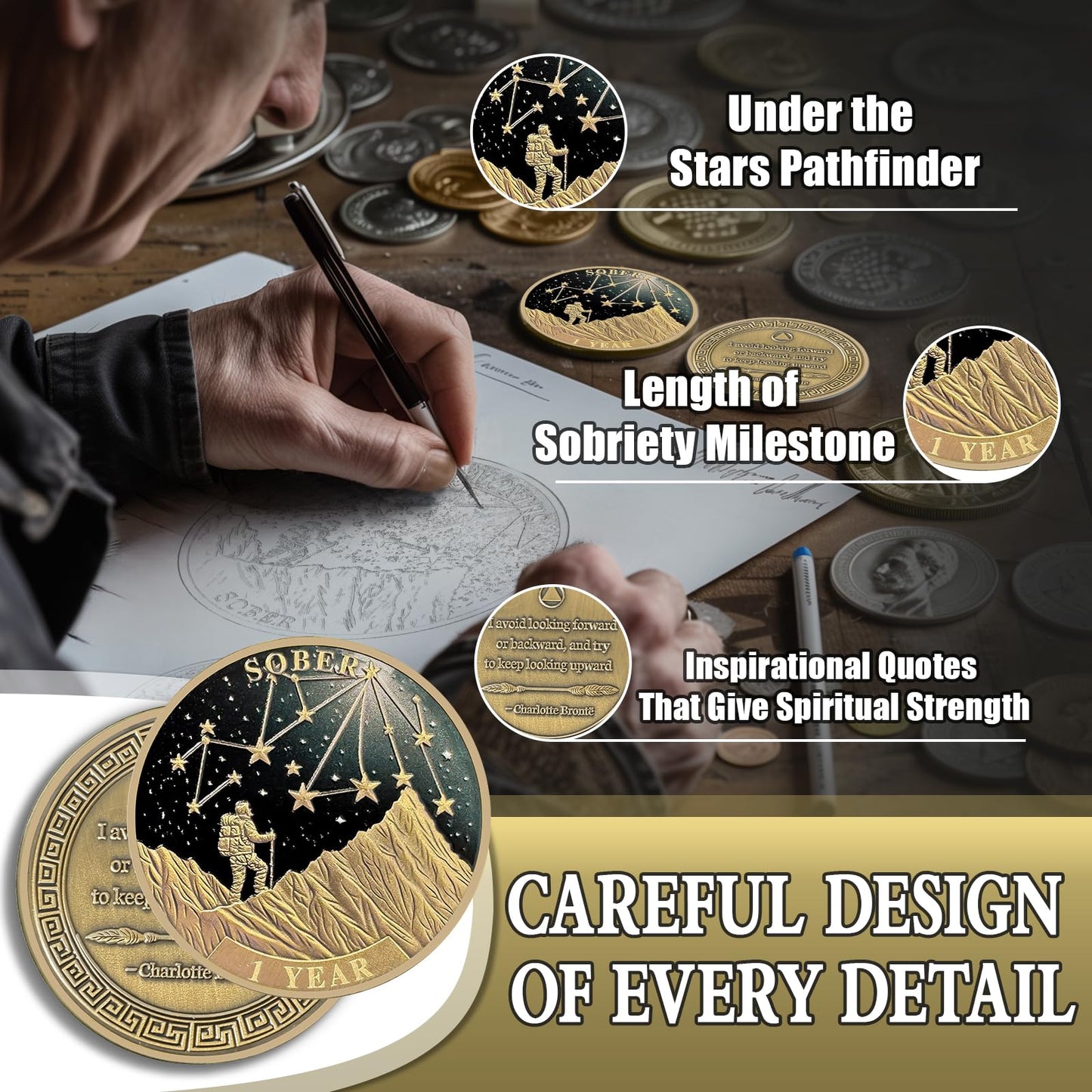 Under The Stars Pathfinder Explore Hope 1-10 Year Sobriety Coin mysite