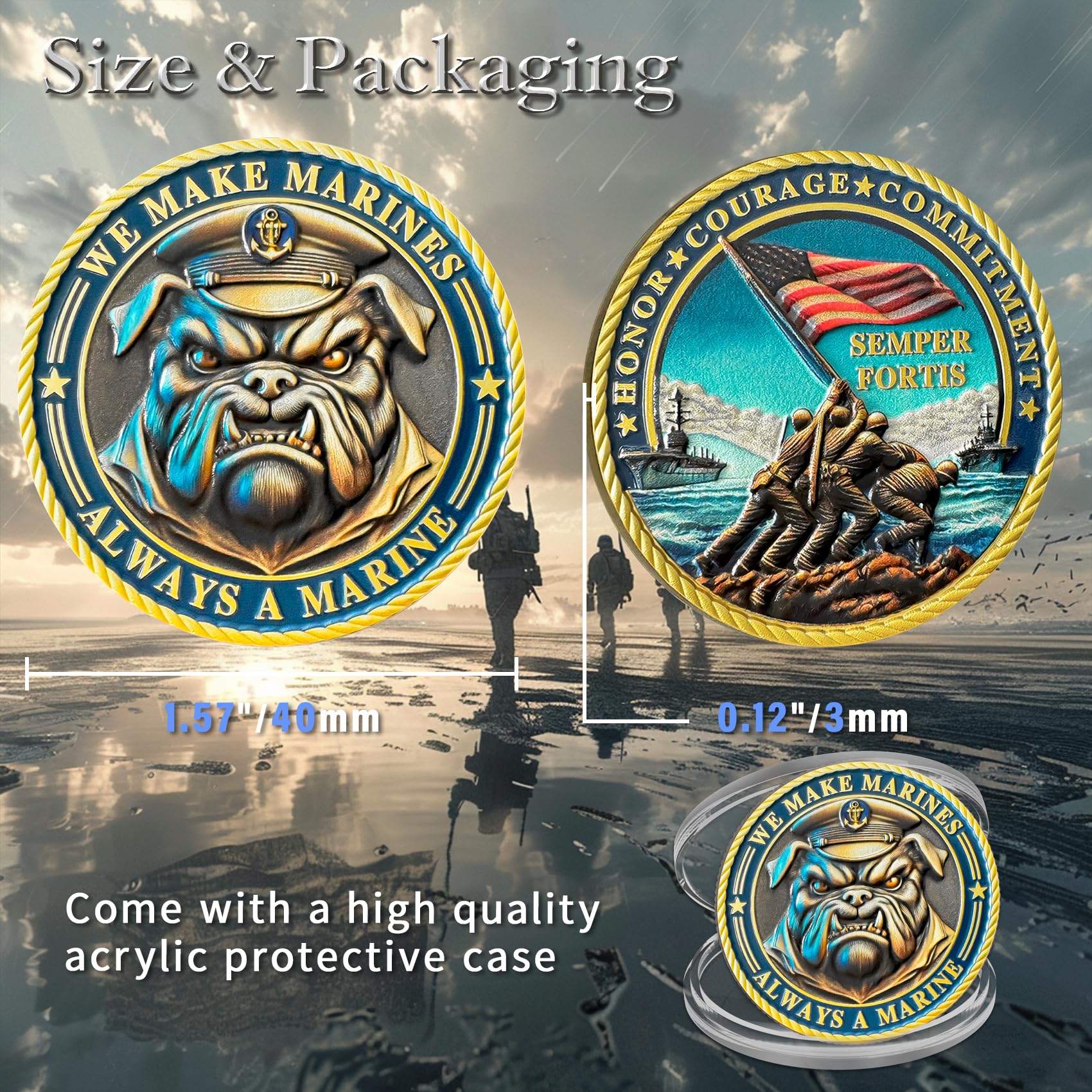 Bulldog Design US Marine Corps Graduation Token USMC Navy Veteran  Challenge Coin mysite