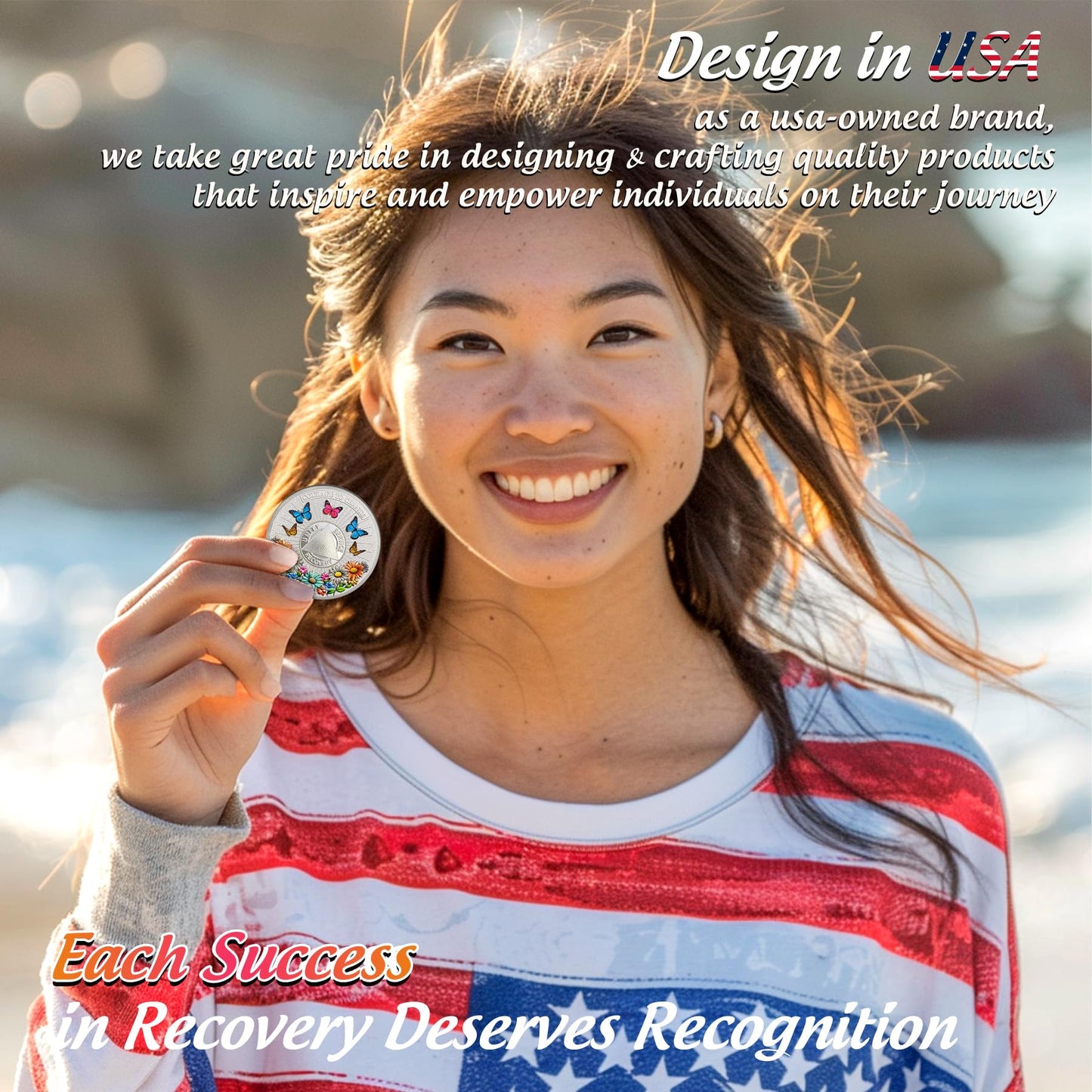 Personalized Recovery Colorful Sunflower Sobriety Coin mysite