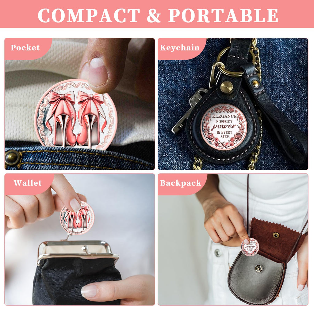 Bow Tie & High Heels Affirmation Sobriety Coin mysite