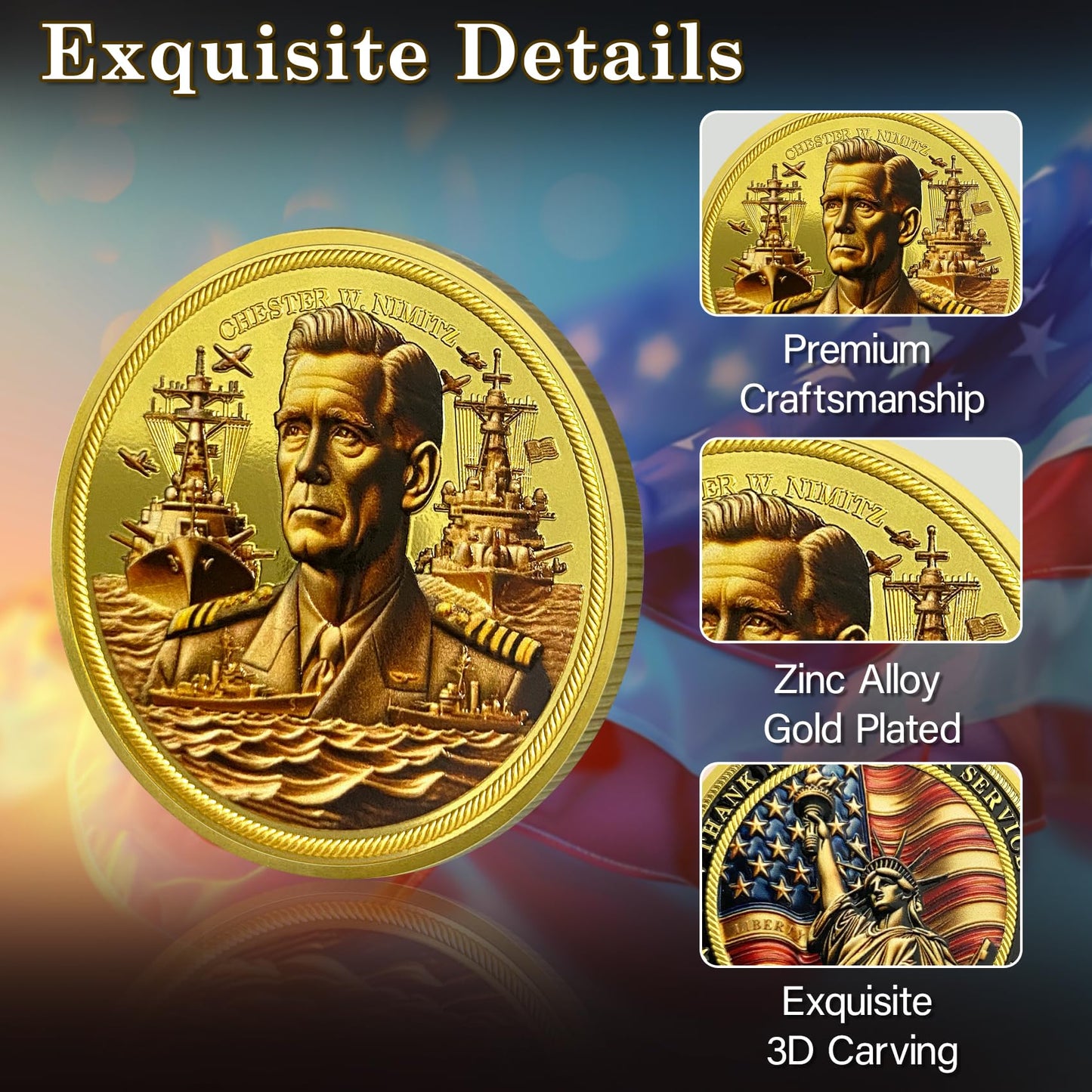 Thank You for Your Service Veteran Military Challenge Coins (Chester William Nimitz) mysite