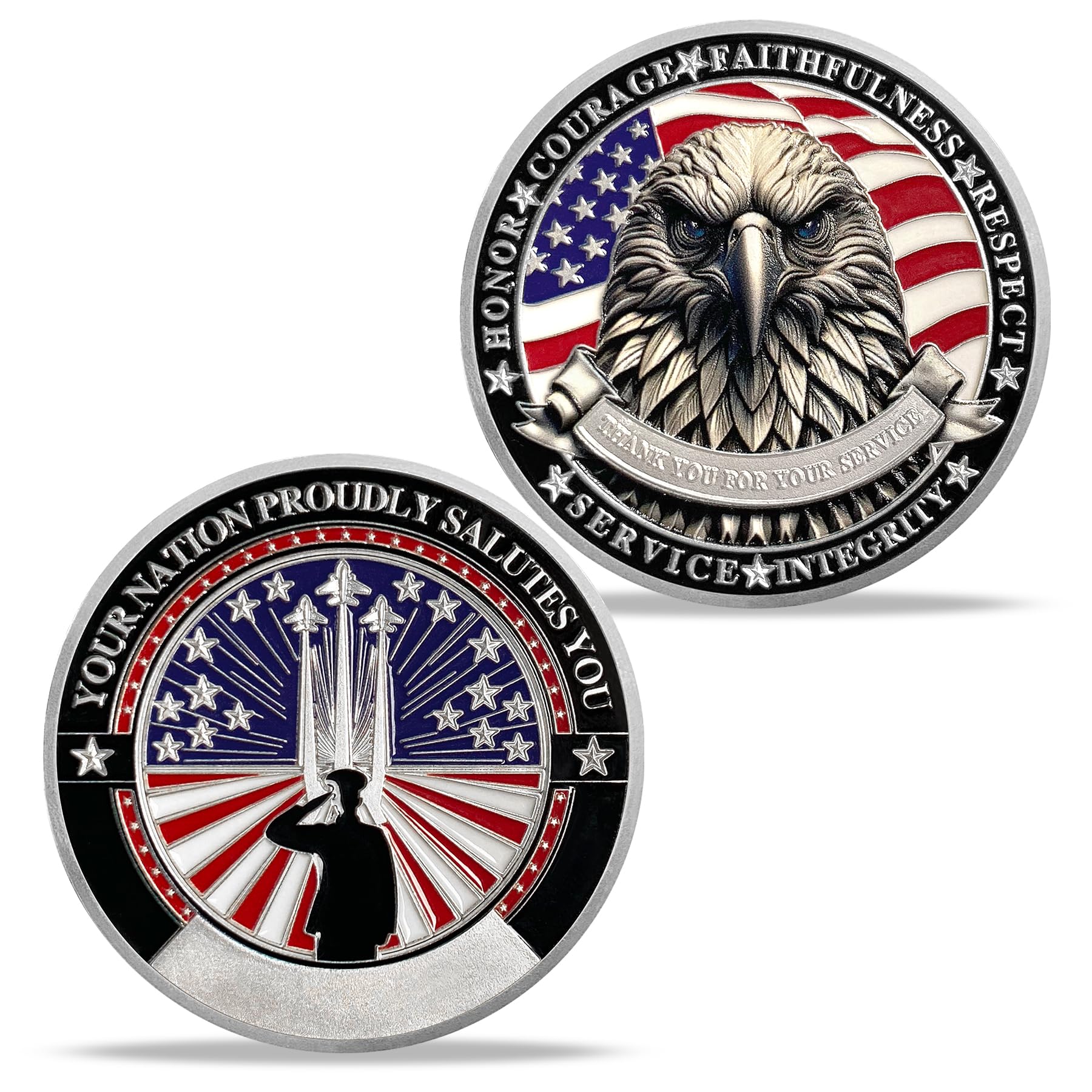 Saluting Soldier Eagle Emblem Patriotic Veteran Military Challenge Coin mysite