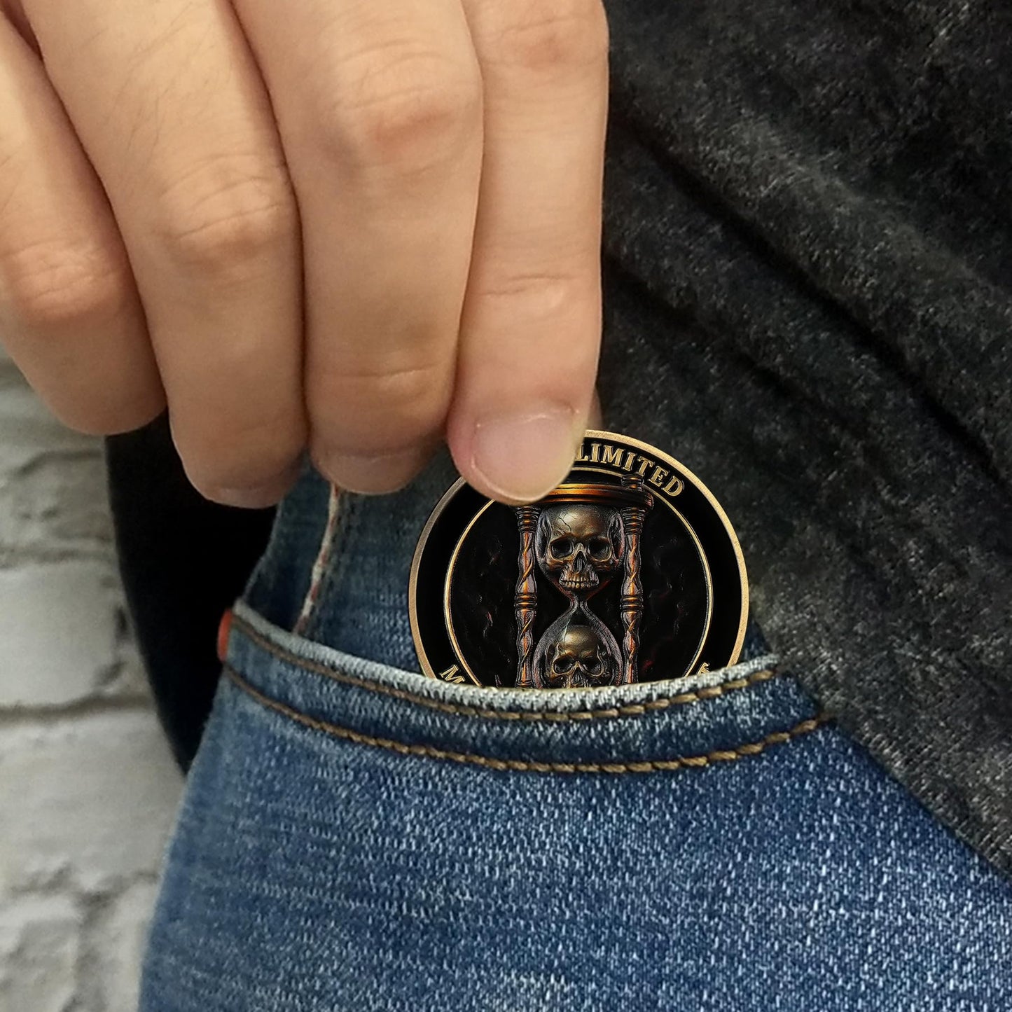 Skull & Hourglass Remember You Must Die Memento Mori Coin mysite