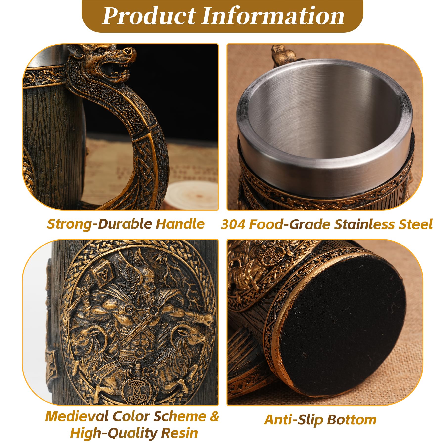 Original Handmade 304 Stainless Steel 20oz Viking Runes Mug mysite