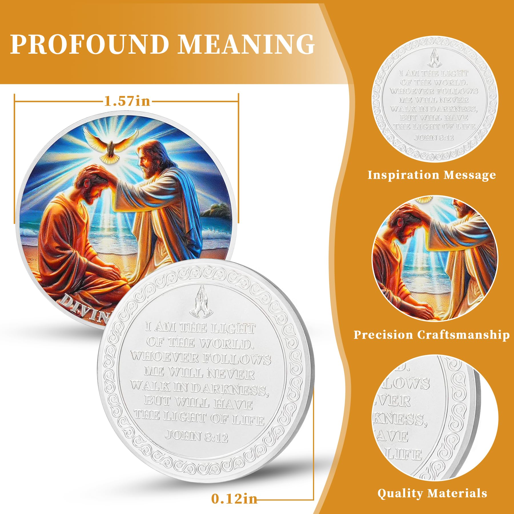 Divine Light Religious Coin Jesus Blessing Faithful with Dove & Light Symbo mysite