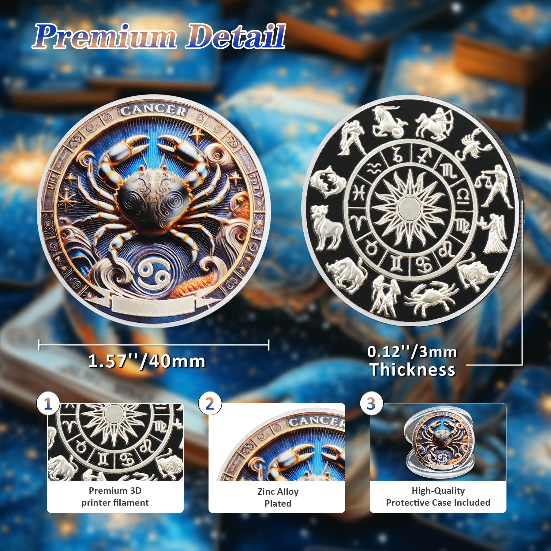 Cool Cancer 12 Zodiac Protective Talisman Challenge Coin mysite