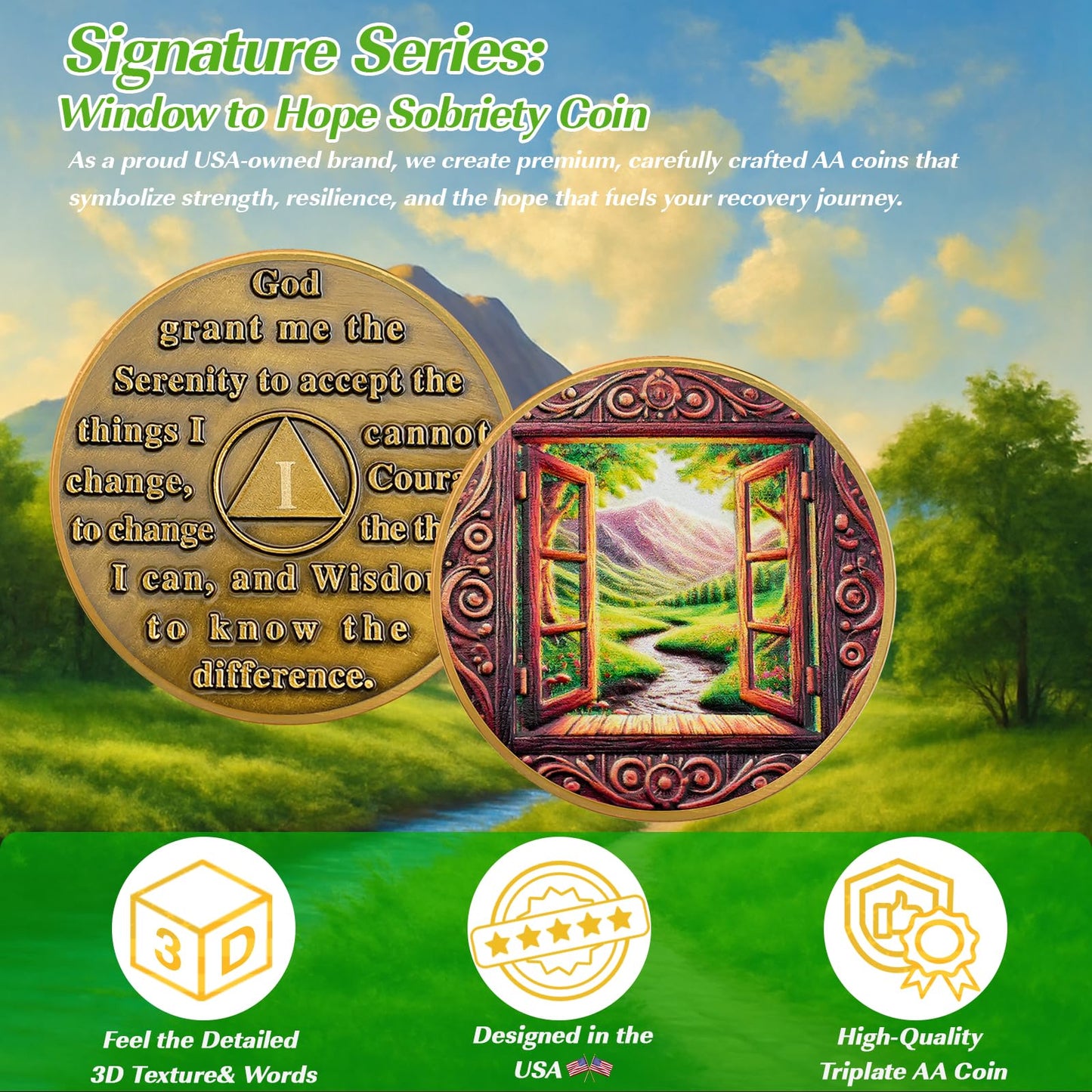 Personalized Window of Clarity Sobriety Coin mysite