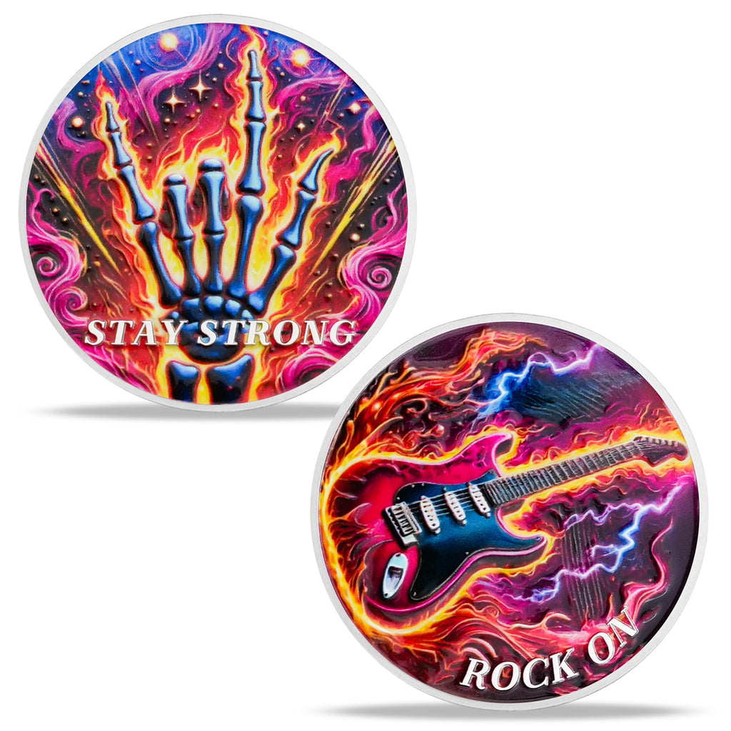 Rock Guitar Motivational Challenge Coin mysite