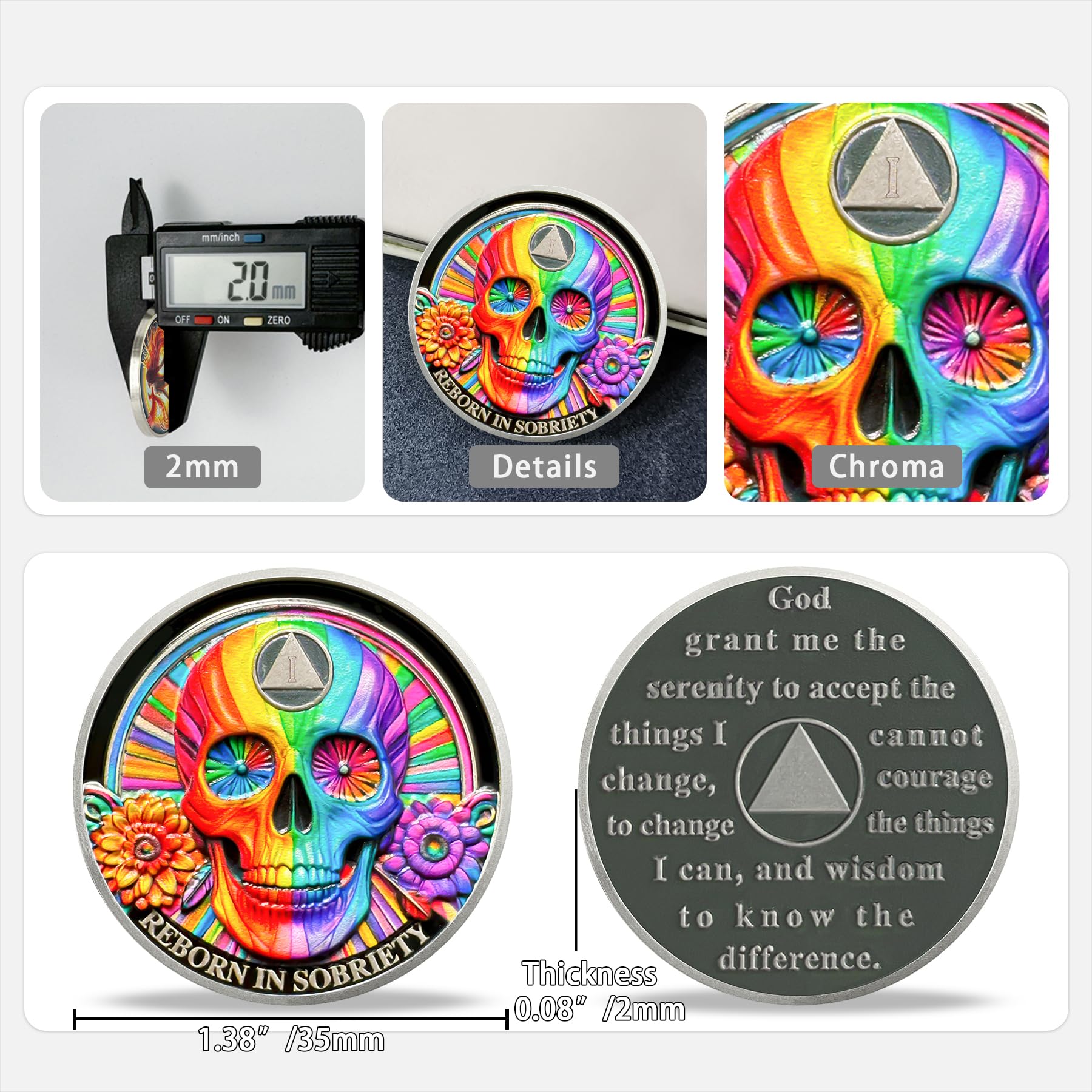 Personalized Double Flower Black Butterfly Sobriety Coin mysite