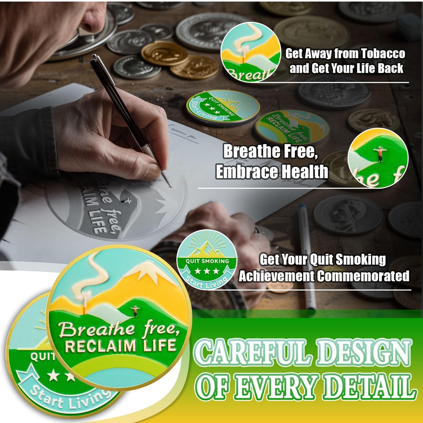 Quit Smoking Recovery  Breathe Free Sobriety Coin mysite