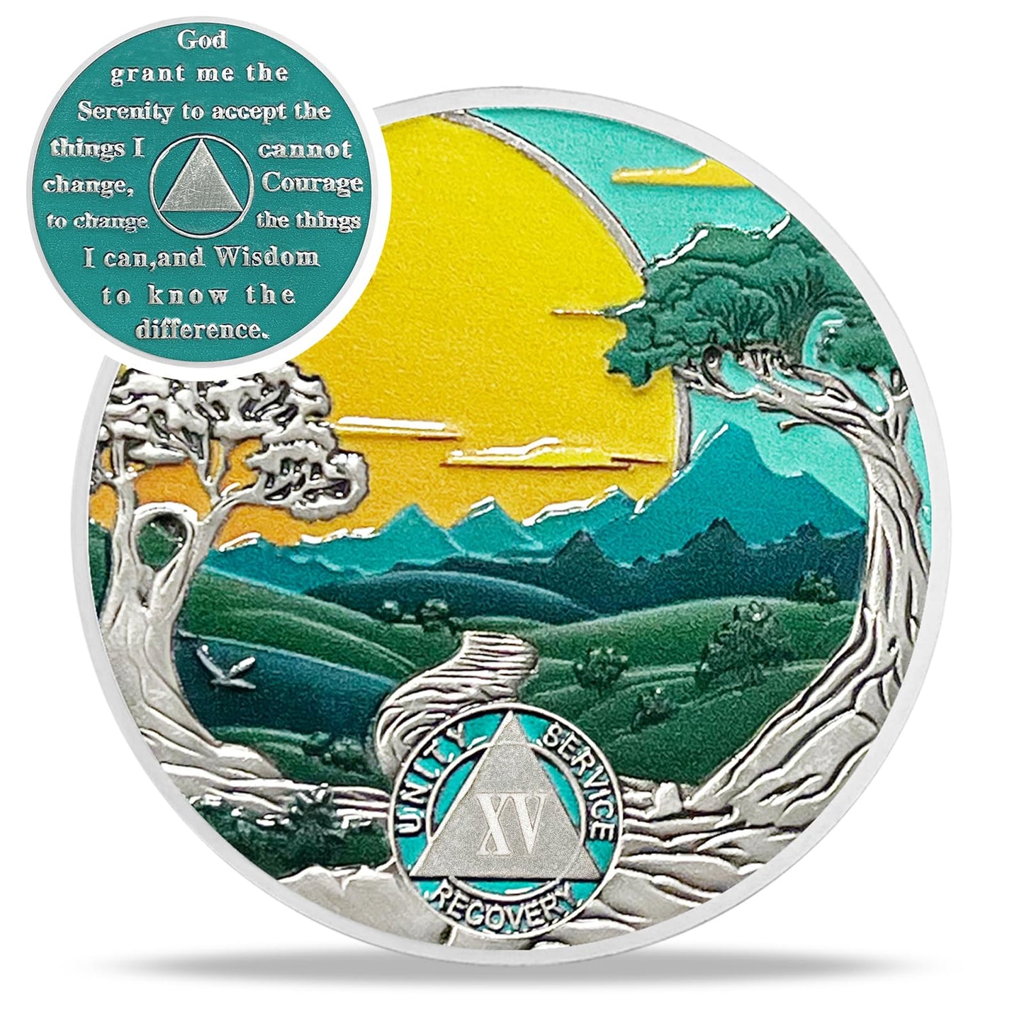 Recovery Sun Green Forest 1-25 Year Sobriety Coin mysite