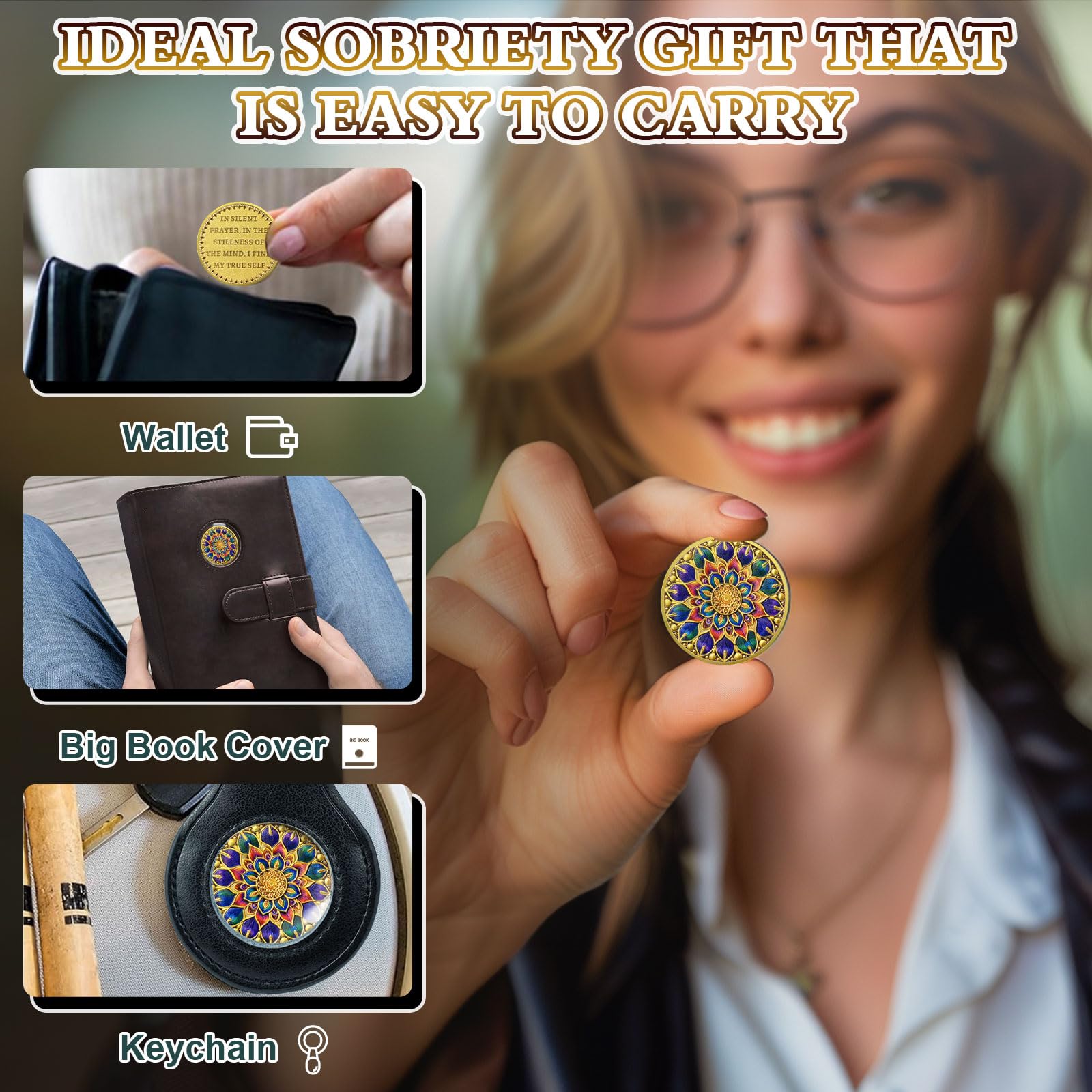 Mandala Flower Recovery Sobriety Coin mysite