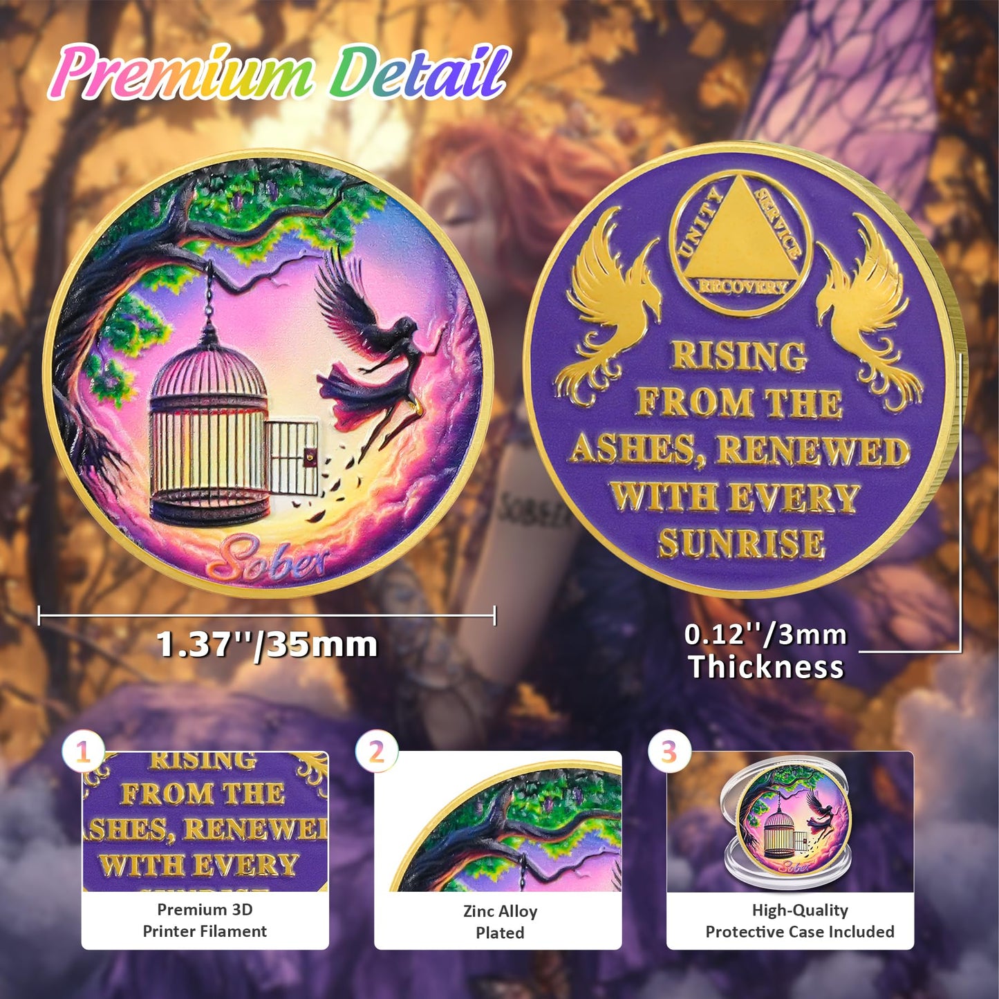 Break Free Rising from The Ashes Phoenix Original Sobriety Coin mysite