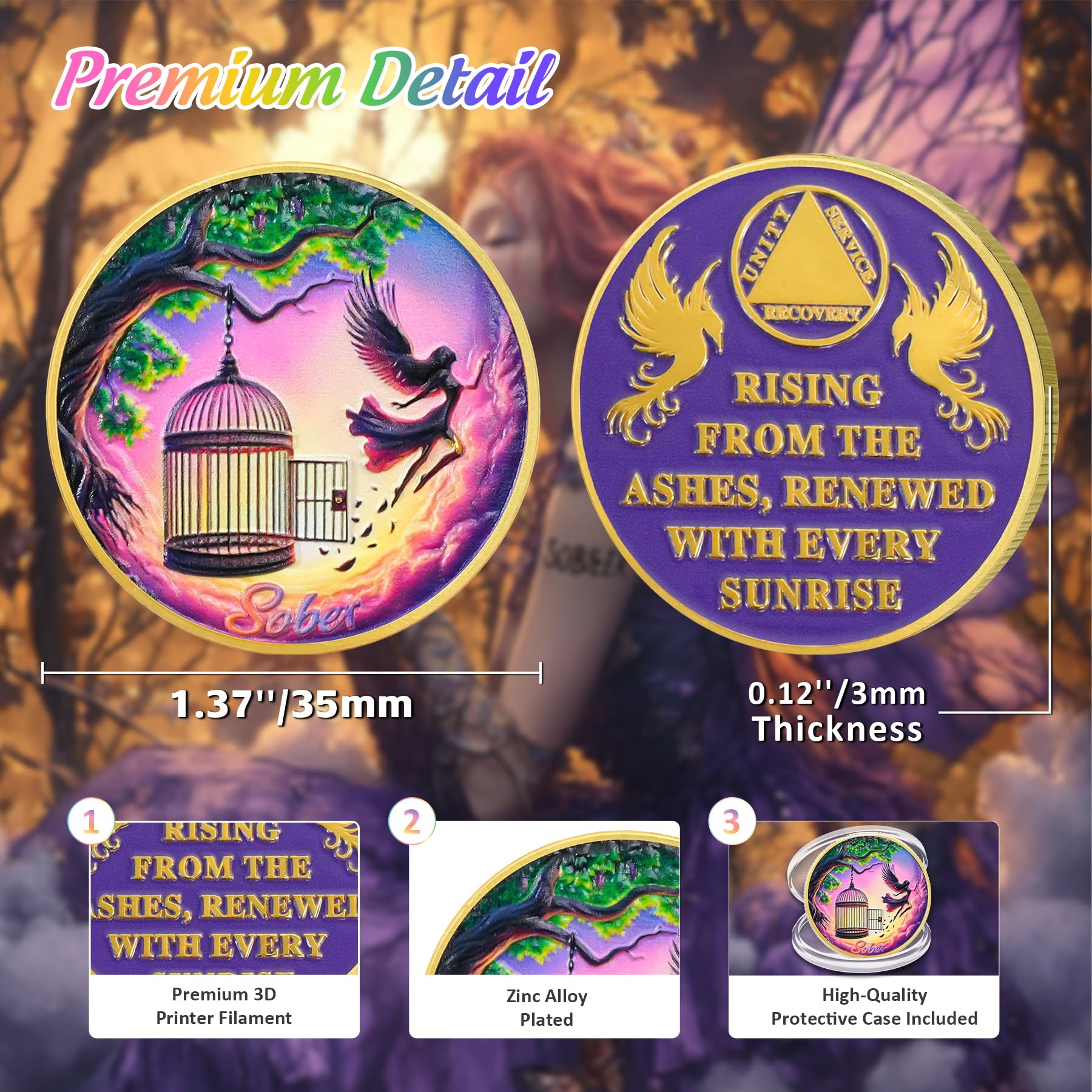 Break Free Rising from The Ashes Phoenix Original Sobriety Coin mysite