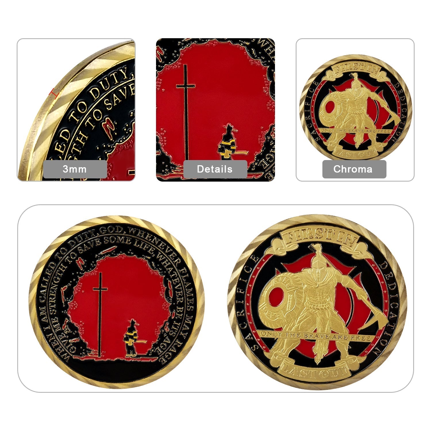 Firefighter Challenge Coin First In Last Out Spartan Warrior mysite