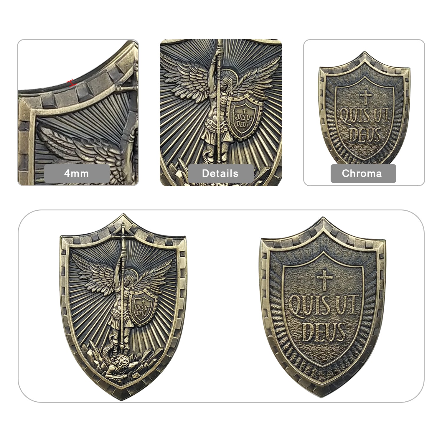 St Micheal Archangel Shield Challenge Coin Quis ut Deus Christian Gift for Men mysite