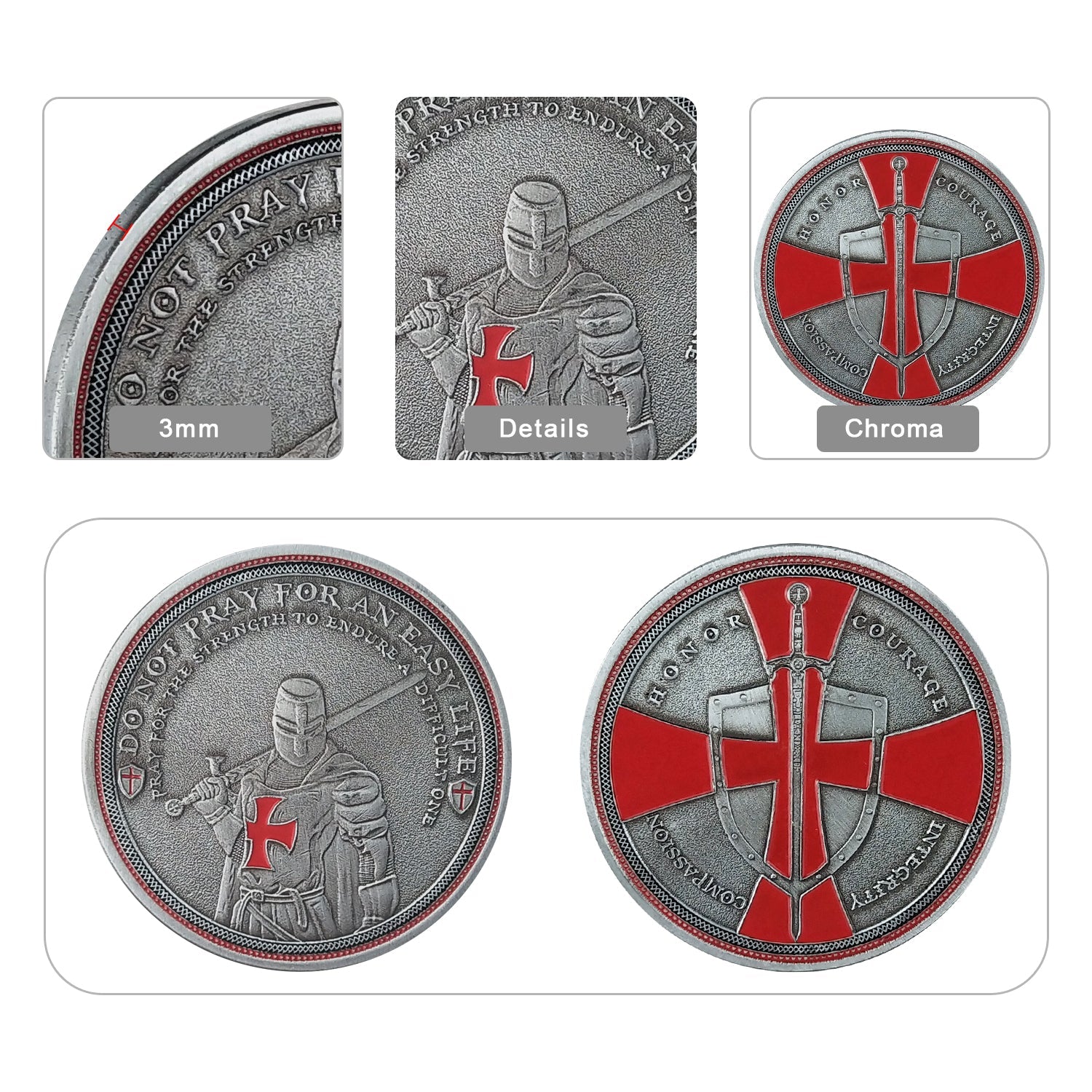 Knight Templar Challenge Coin Red Cross Religious Coin Collection Commemorative Gift mysite